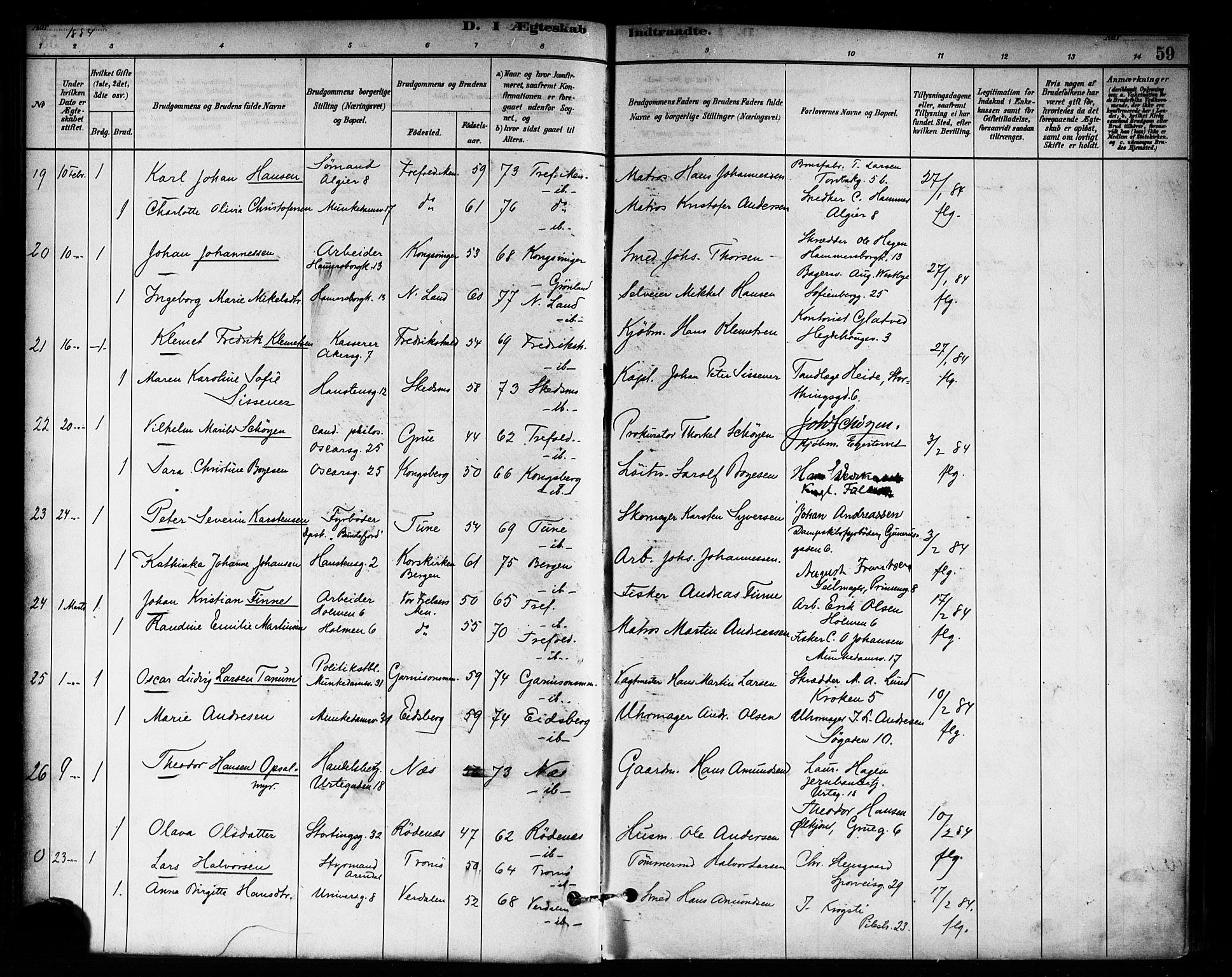 Trefoldighet prestekontor Kirkebøker, AV/SAO-A-10882/F/Fc/L0003: Parish register (official) no. III 3, 1881-1891, p. 59