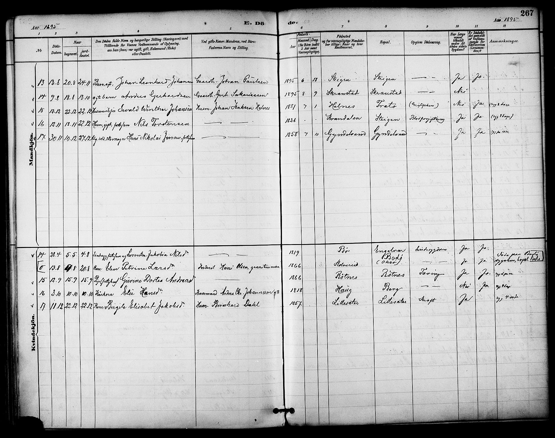 Ministerialprotokoller, klokkerbøker og fødselsregistre - Nordland, AV/SAT-A-1459/855/L0803: Parish register (official) no. 855A11, 1887-1905, p. 267