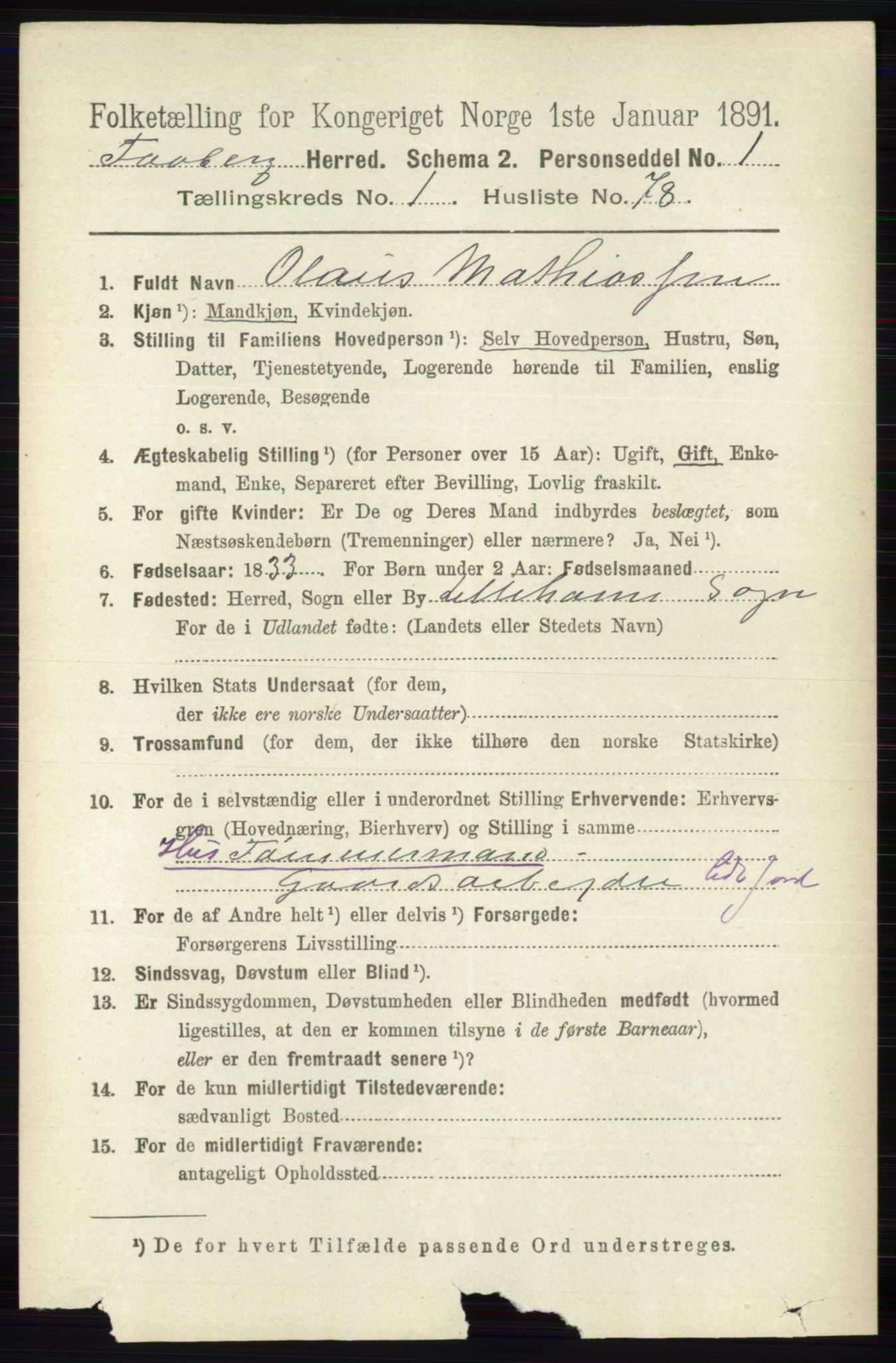 RA, 1891 census for 0524 Fåberg, 1891, p. 550