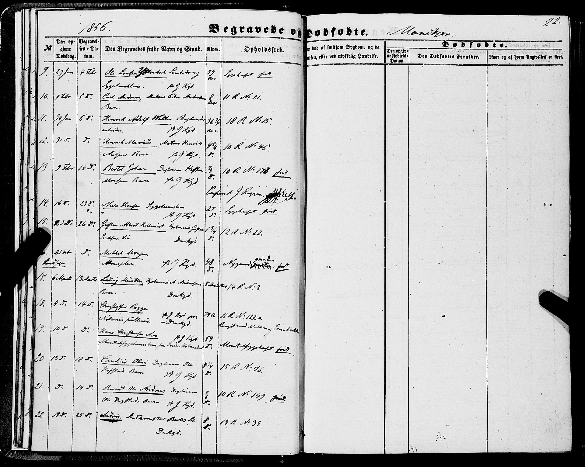 Domkirken sokneprestembete, SAB/A-74801/H/Haa/L0041: Parish register (official) no. E 2, 1853-1863, p. 22
