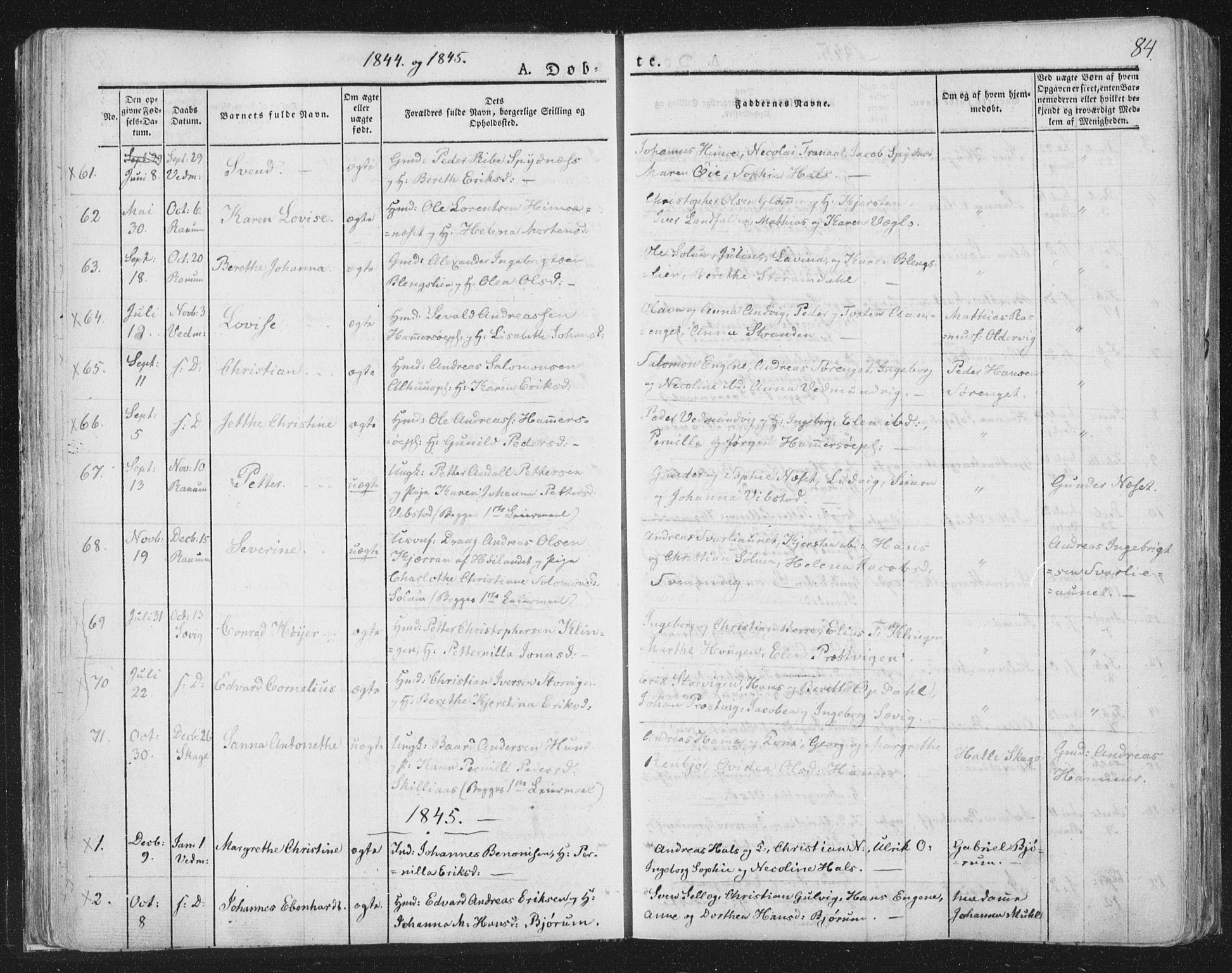 Ministerialprotokoller, klokkerbøker og fødselsregistre - Nord-Trøndelag, SAT/A-1458/764/L0551: Parish register (official) no. 764A07a, 1824-1864, p. 84