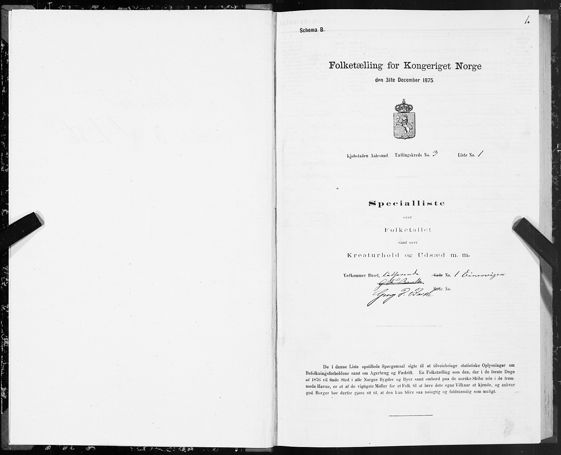 SAT, 1875 census for 1501P Ålesund, 1875, p. 3001