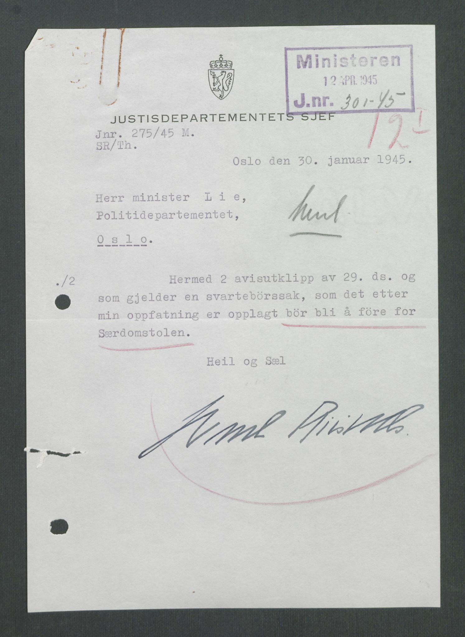 Landssvikarkivet, Oslo politikammer, AV/RA-S-3138-01/D/Di/L0001: Anr. 1559, 1945-1947, p. 2300