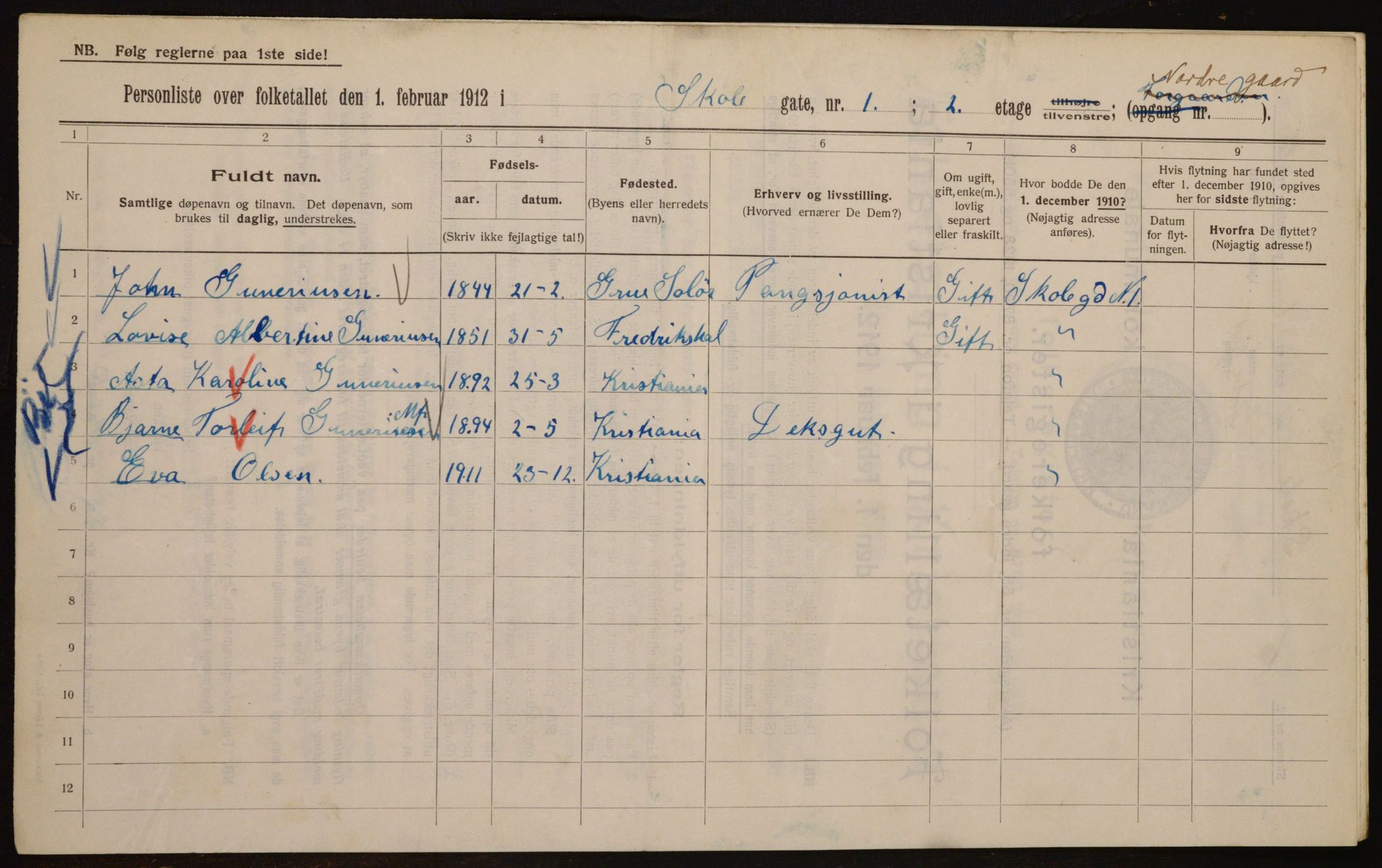 OBA, Municipal Census 1912 for Kristiania, 1912, p. 96477