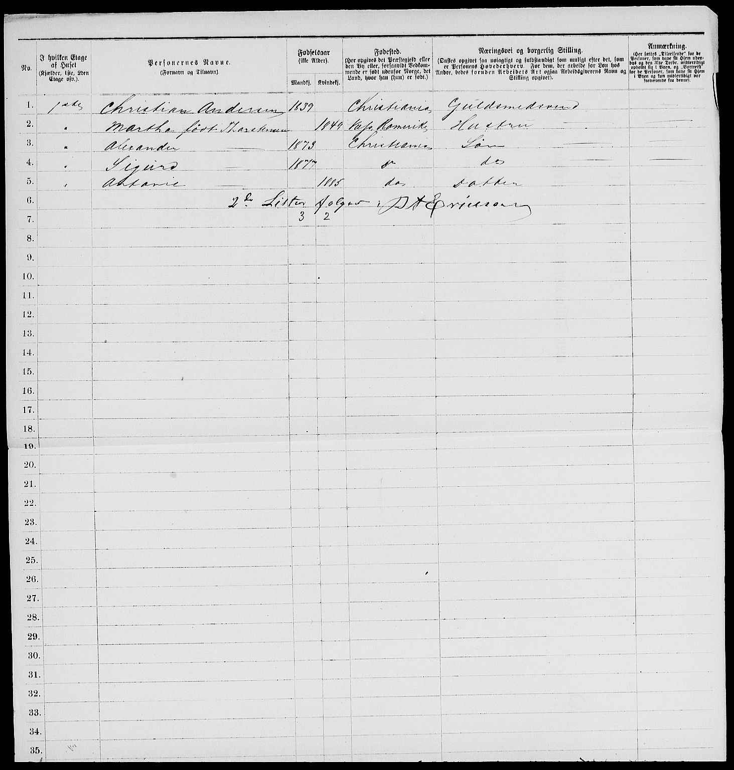 RA, 1885 census for 0301 Kristiania, 1885, p. 5851