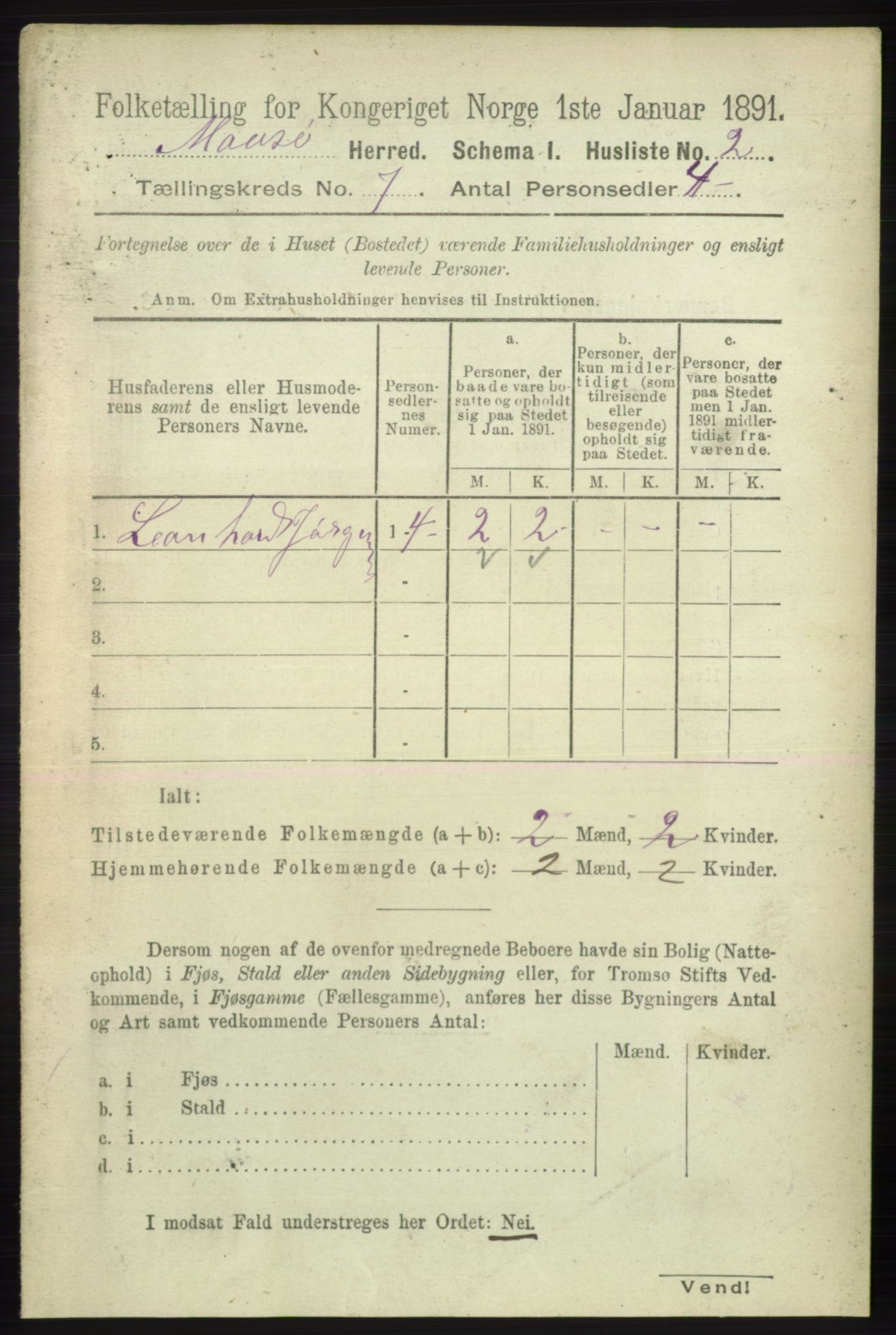 RA, 1891 census for 2018 Måsøy, 1891, p. 1386