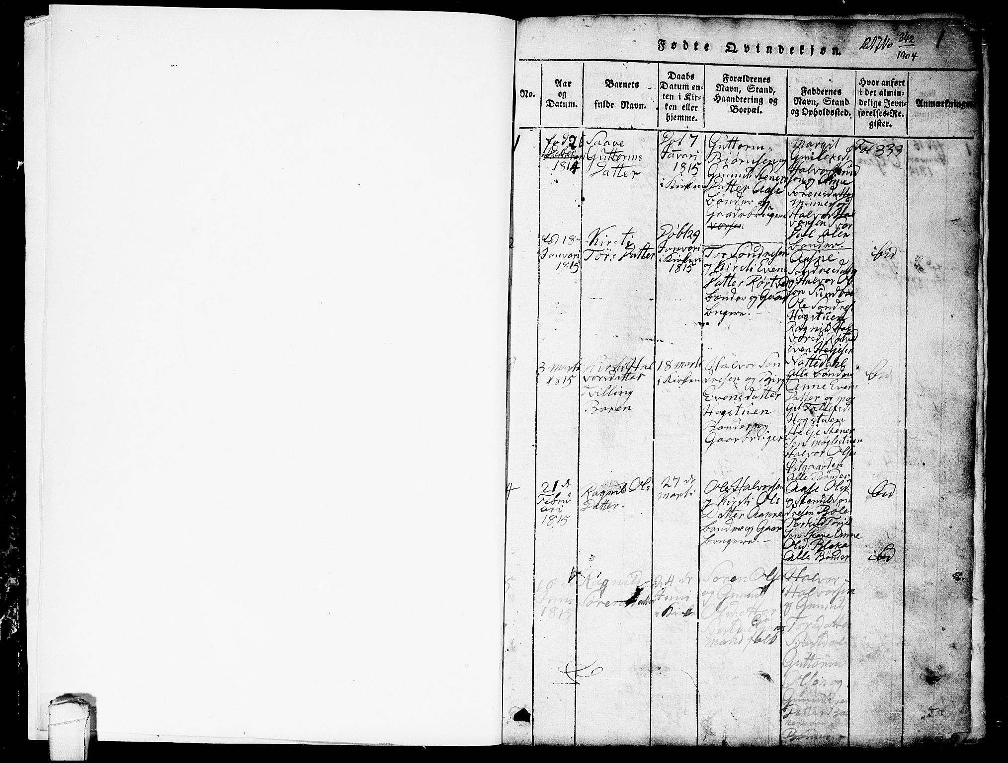 Seljord kirkebøker, SAKO/A-20/G/Gb/L0002: Parish register (copy) no. II 2, 1815-1854, p. 1
