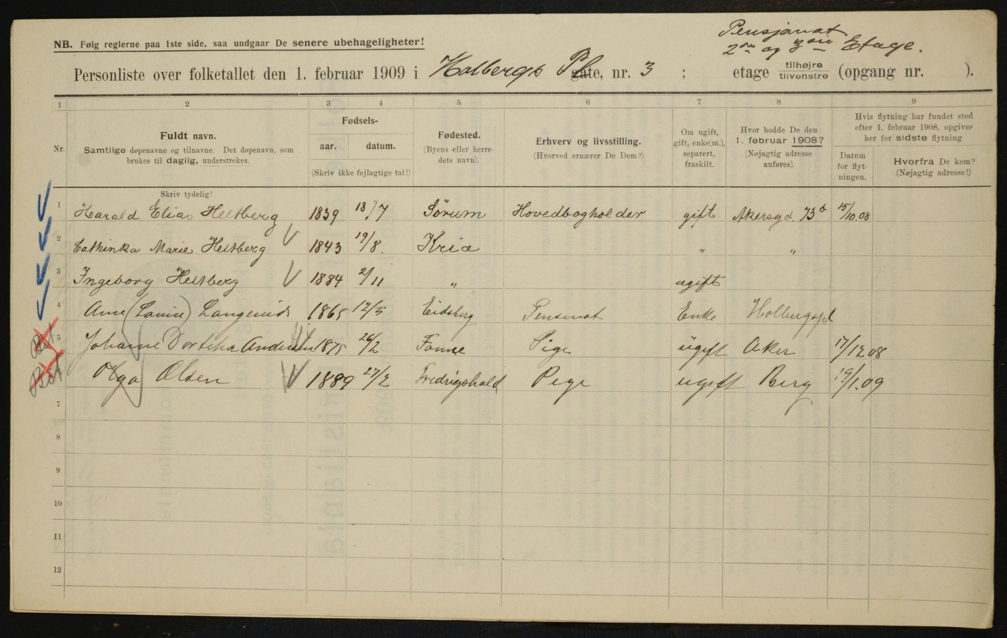 OBA, Municipal Census 1909 for Kristiania, 1909, p. 36762