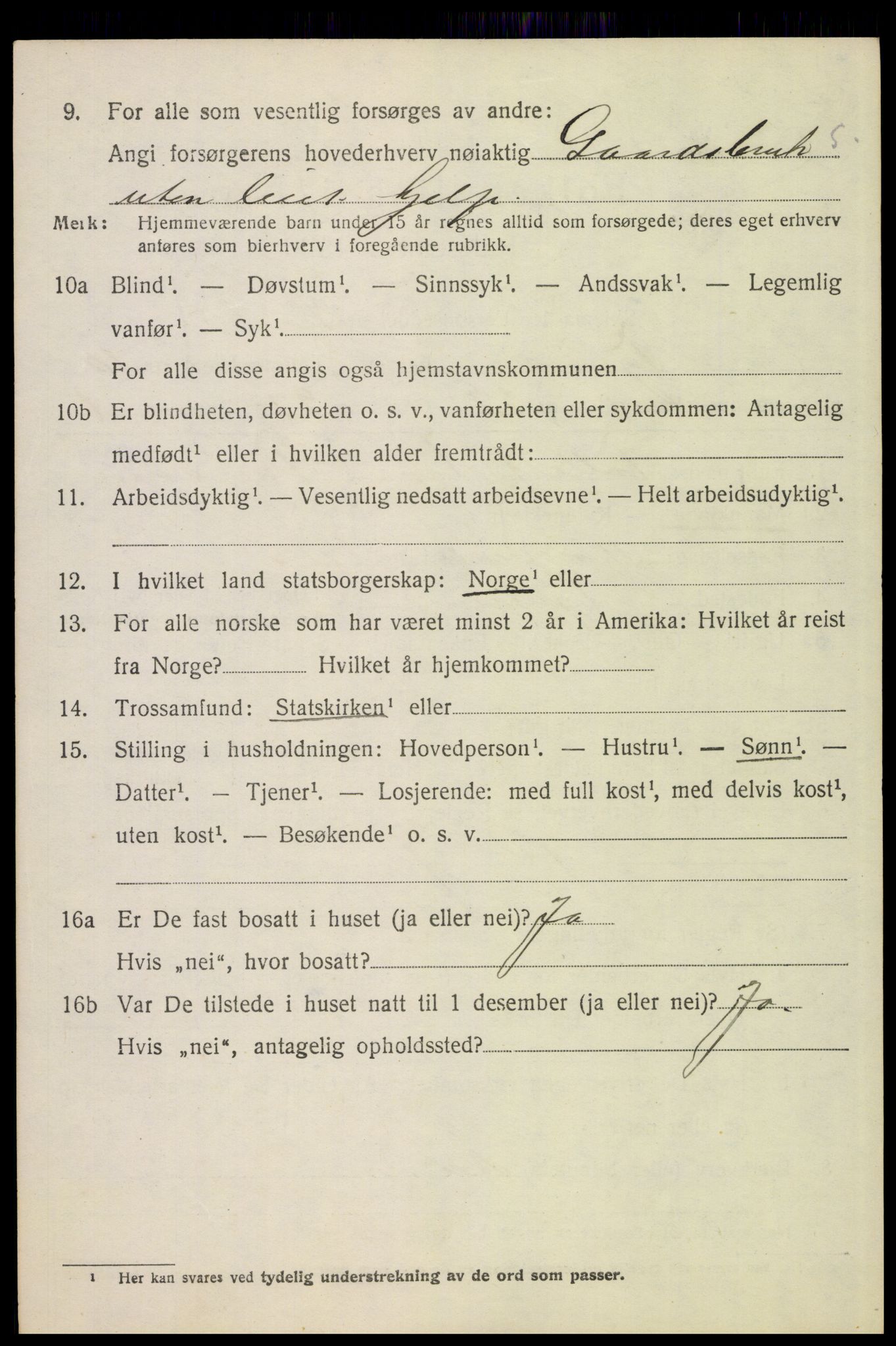 SAH, 1920 census for Tynset, 1920, p. 8007