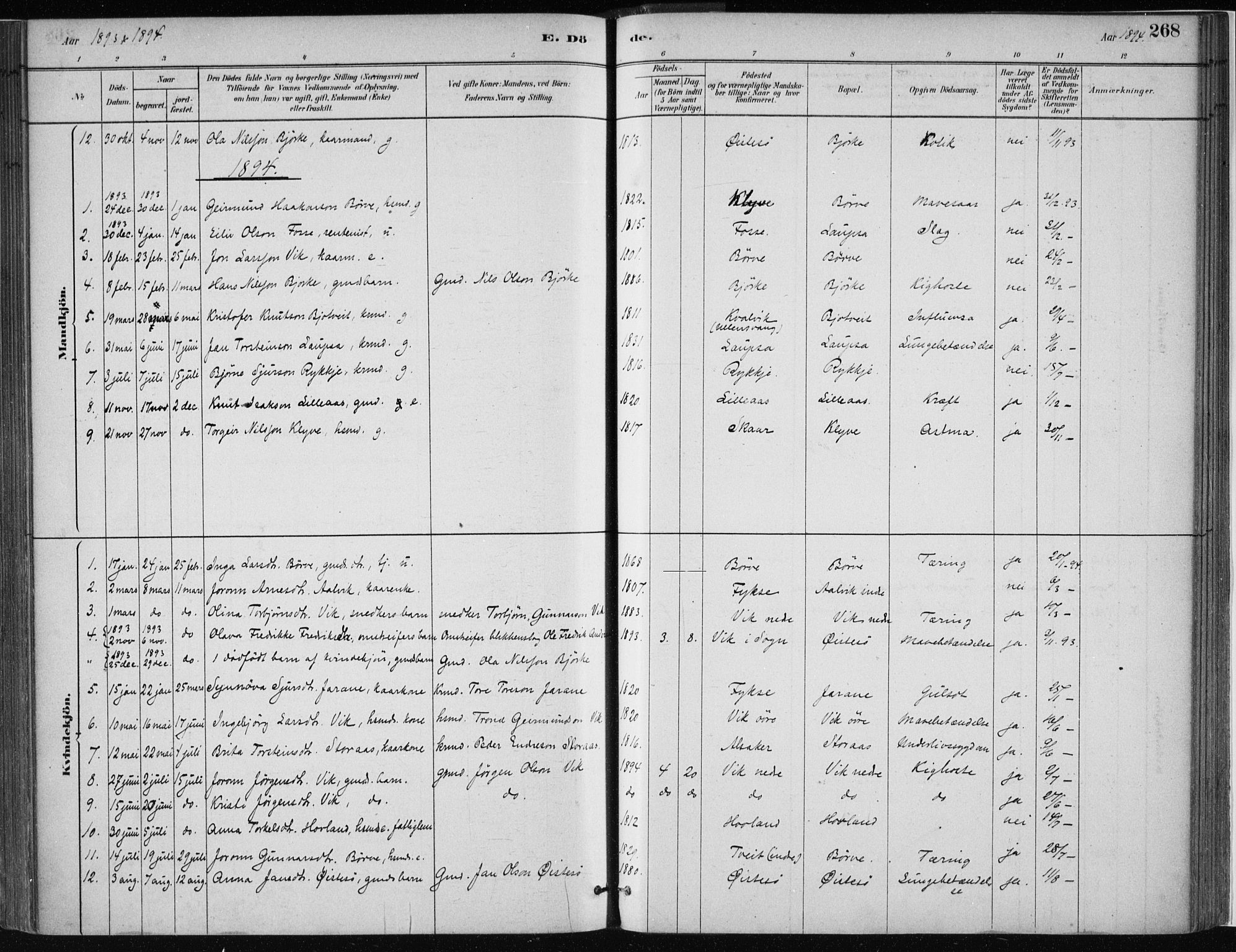 Kvam sokneprestembete, SAB/A-76201/H/Haa: Parish register (official) no. C  1, 1880-1906, p. 268