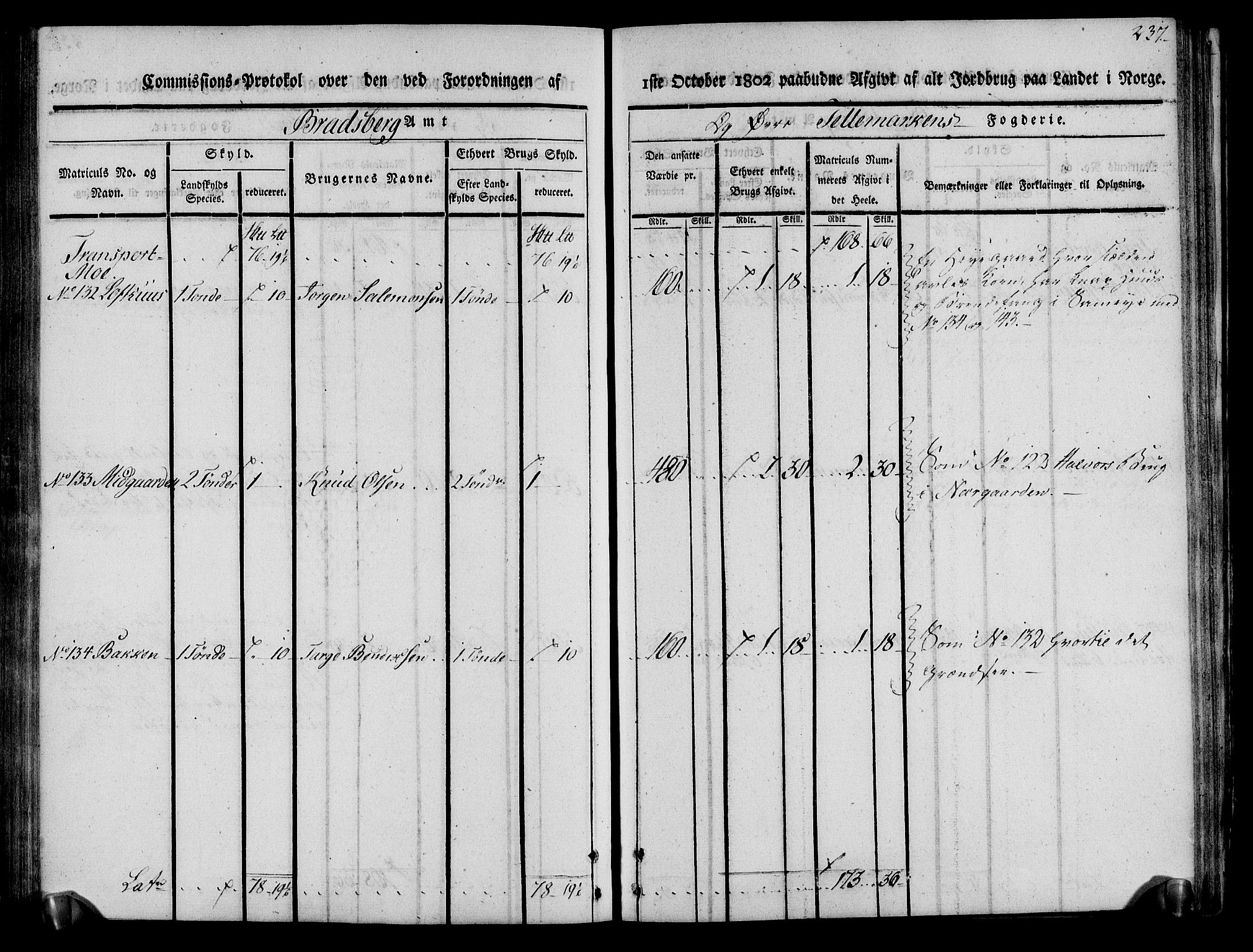 Rentekammeret inntil 1814, Realistisk ordnet avdeling, AV/RA-EA-4070/N/Ne/Nea/L0075: Øvre Telemarken fogderi. Kommisjonsprotokoll for fogderiets vestre del - Kviteseid, Vinje, Moland [):Fyresdal] og Lårdal prestegjeld., 1803, p. 239