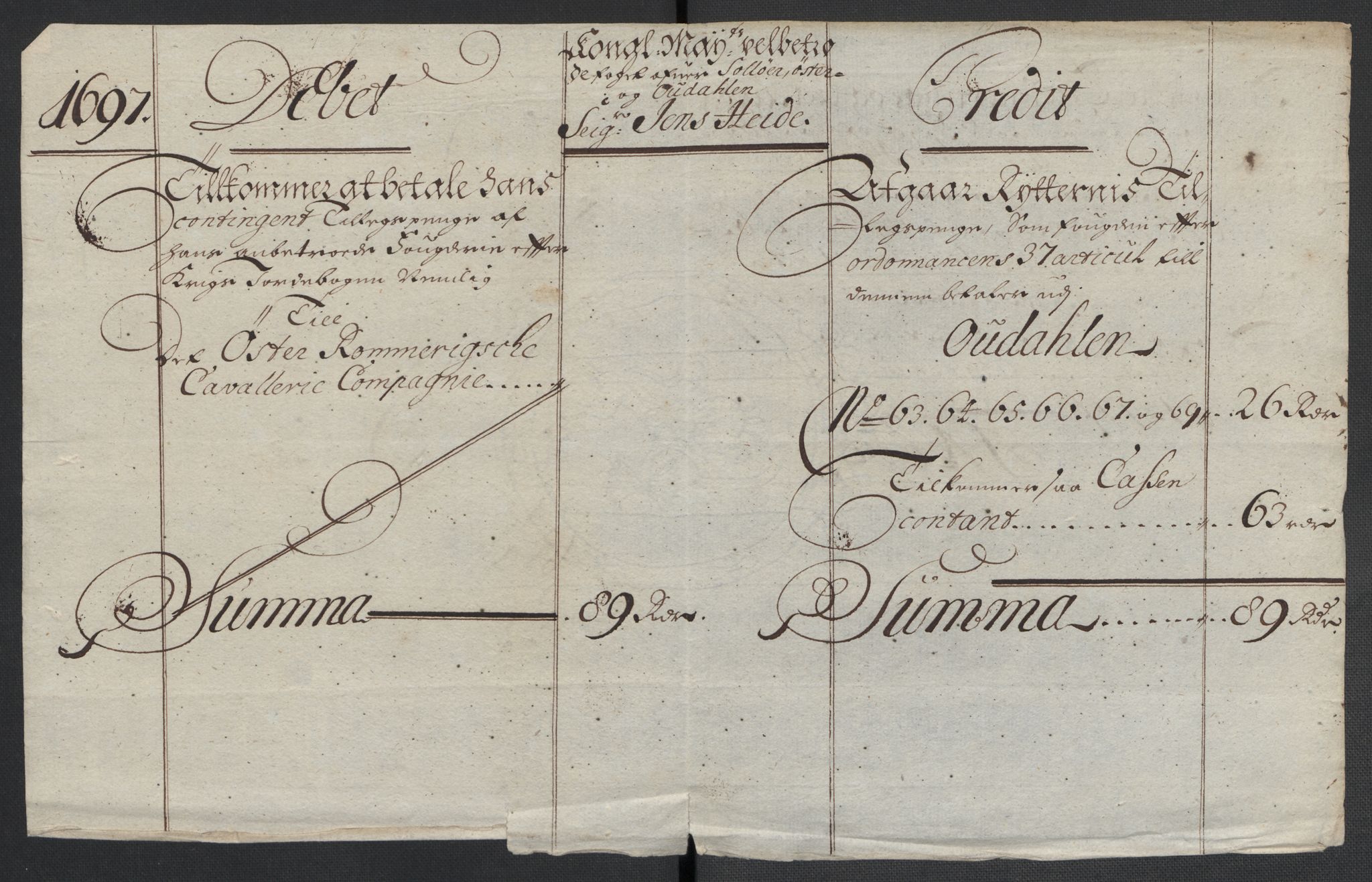 Rentekammeret inntil 1814, Reviderte regnskaper, Fogderegnskap, AV/RA-EA-4092/R13/L0835: Fogderegnskap Solør, Odal og Østerdal, 1697, p. 253