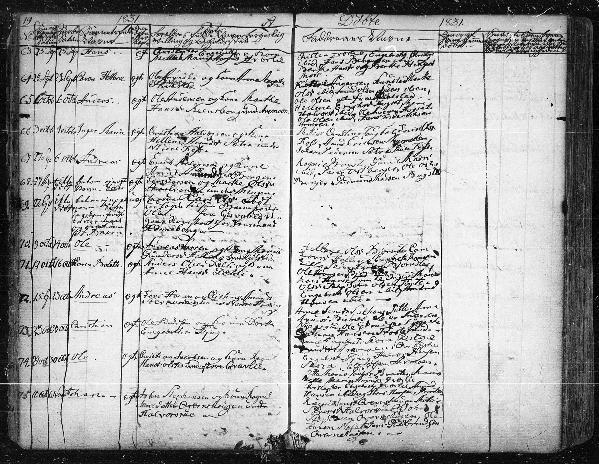 Aurskog prestekontor Kirkebøker, SAO/A-10304a/F/Fa/L0006: Parish register (official) no. I 6, 1829-1853, p. 19