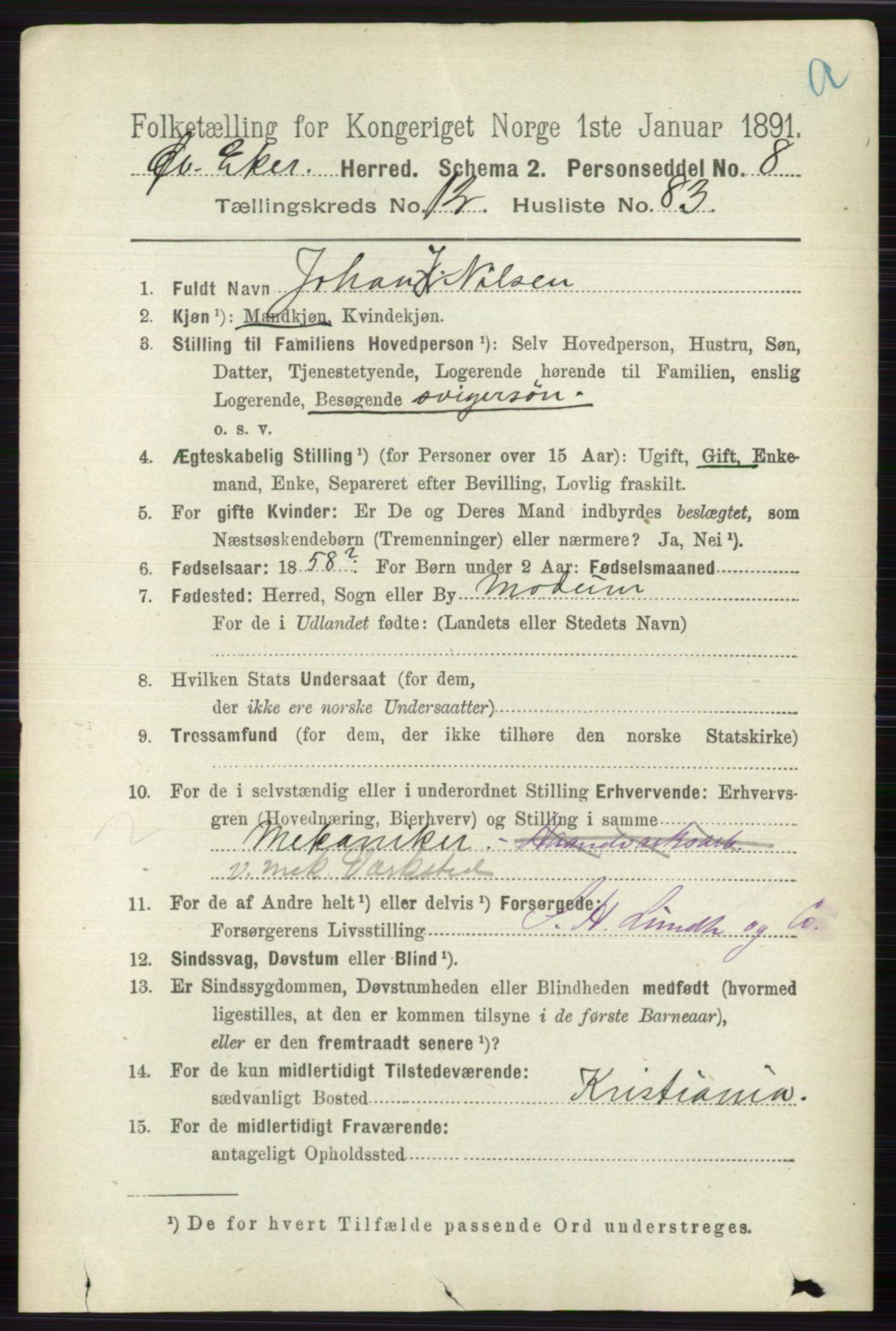 RA, 1891 census for 0624 Øvre Eiker, 1891, p. 5775