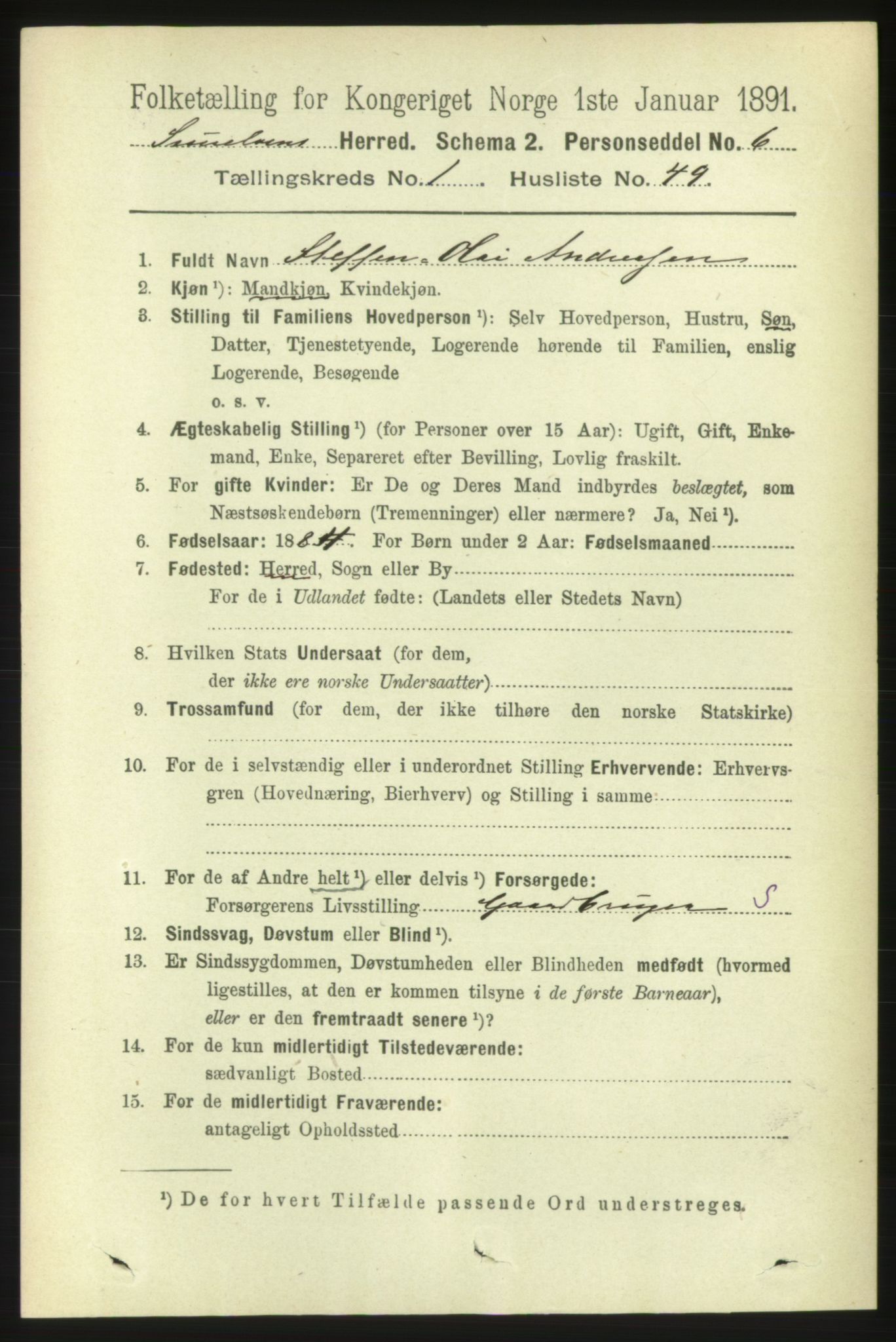 RA, 1891 census for 1523 Sunnylven, 1891, p. 345