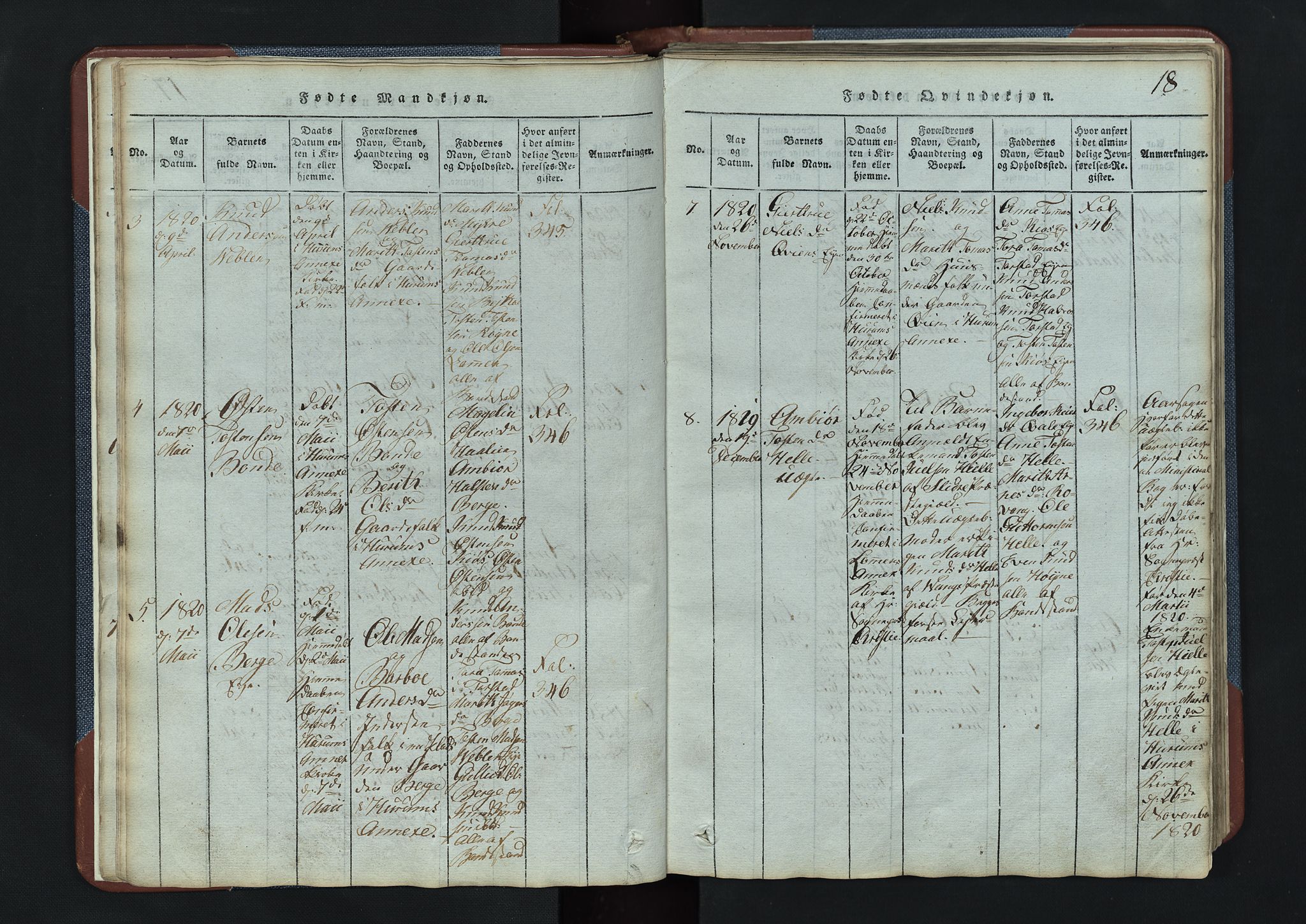Vang prestekontor, Valdres, SAH/PREST-140/H/Hb/L0003: Parish register (copy) no. 3, 1814-1892, p. 18