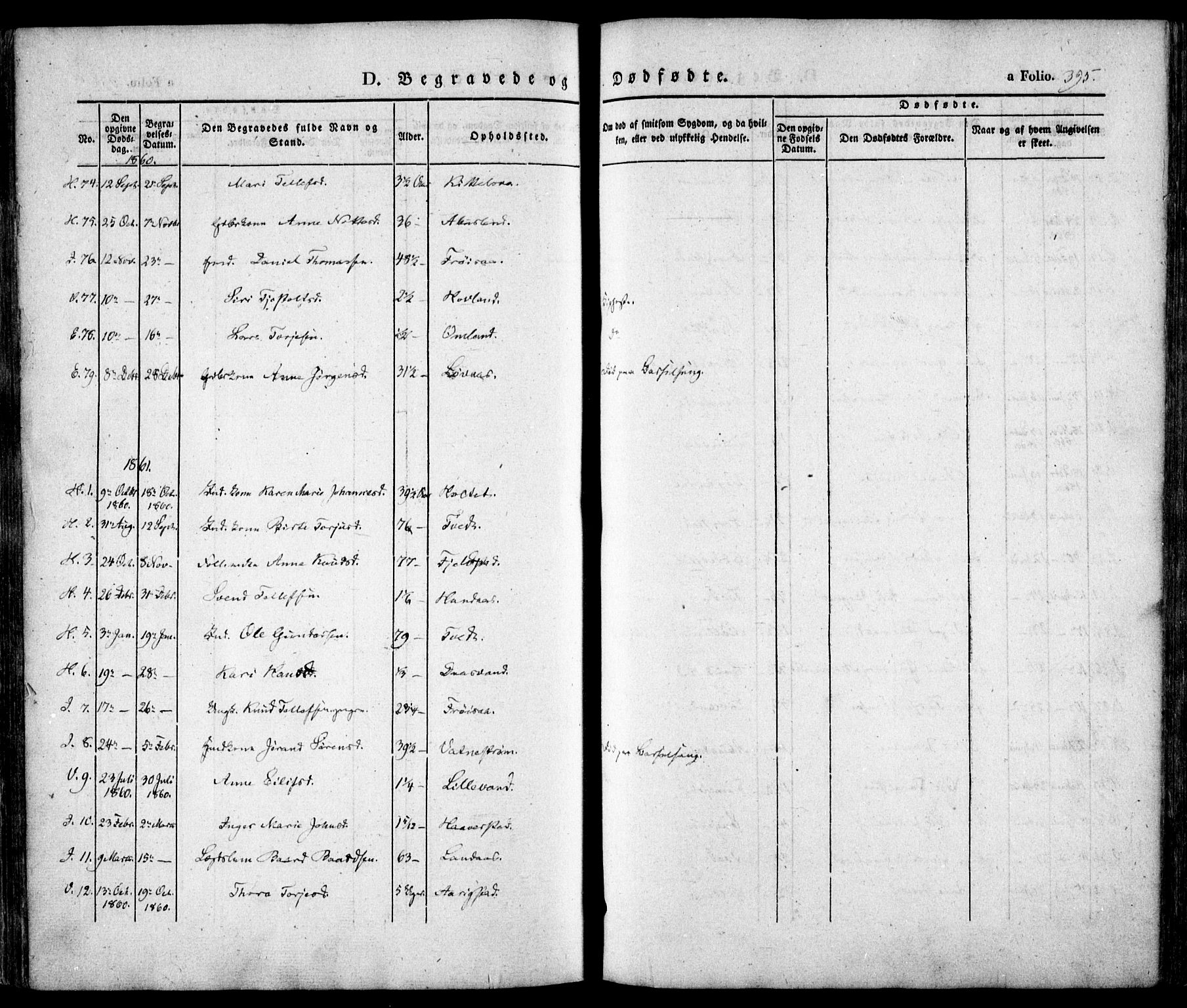 Evje sokneprestkontor, SAK/1111-0008/F/Fa/Faa/L0005: Parish register (official) no. A 5, 1843-1865, p. 395