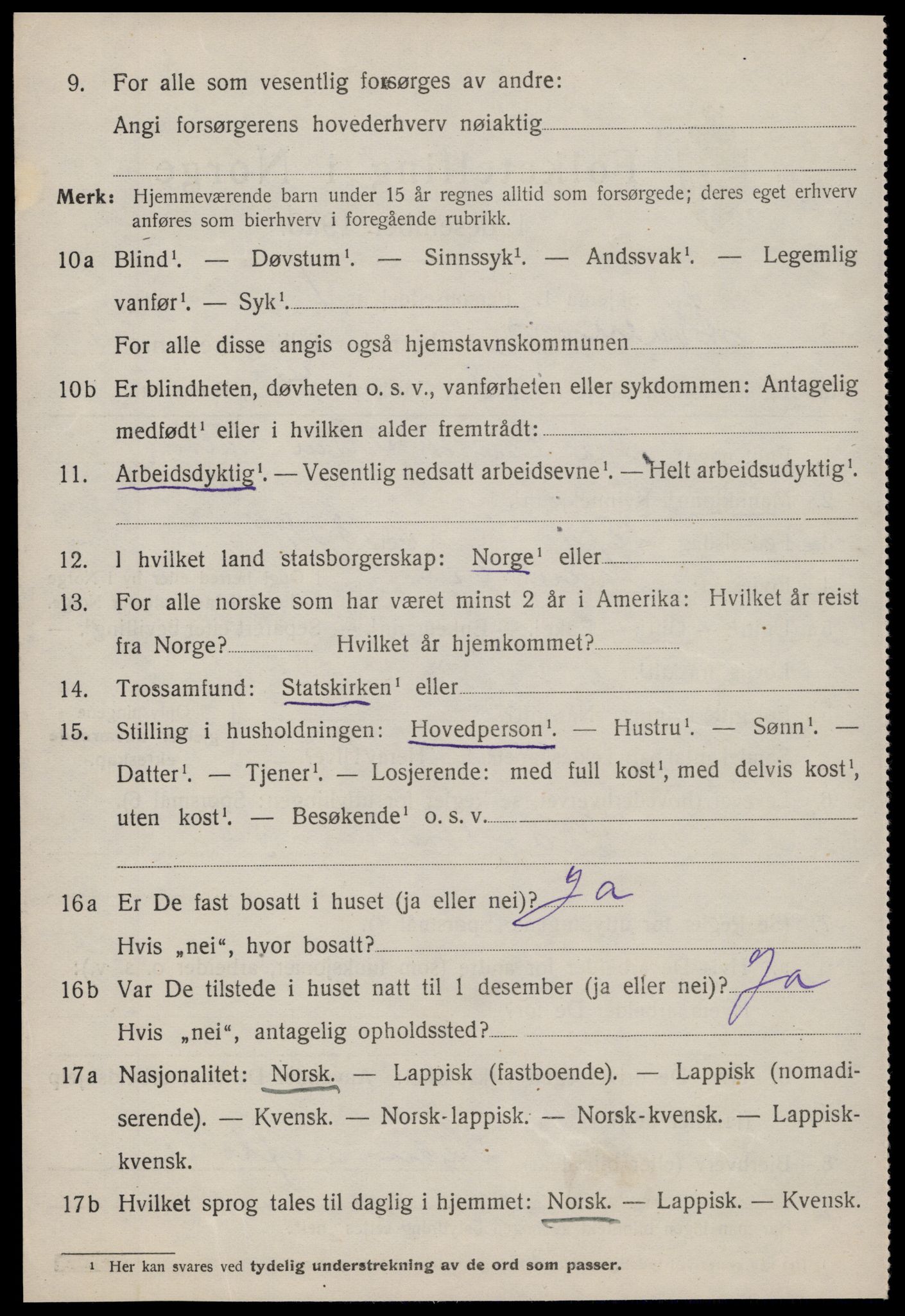 SAT, 1920 census for Kvenvær, 1920, p. 2095