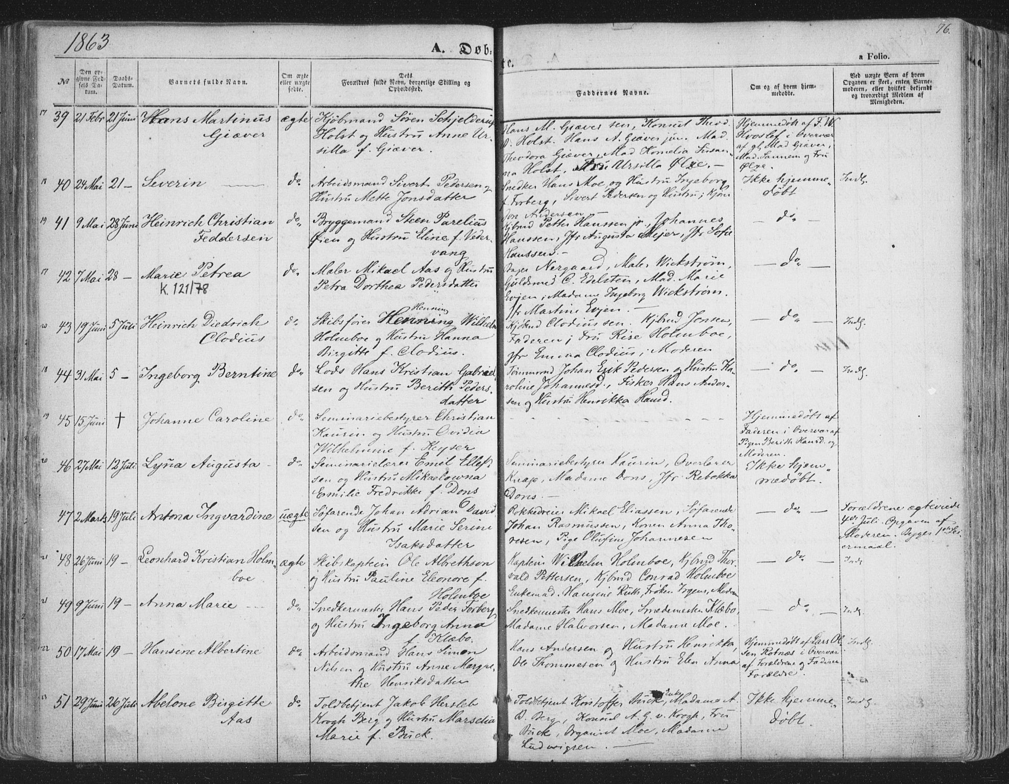 Tromsø sokneprestkontor/stiftsprosti/domprosti, SATØ/S-1343/G/Ga/L0011kirke: Parish register (official) no. 11, 1856-1865, p. 76