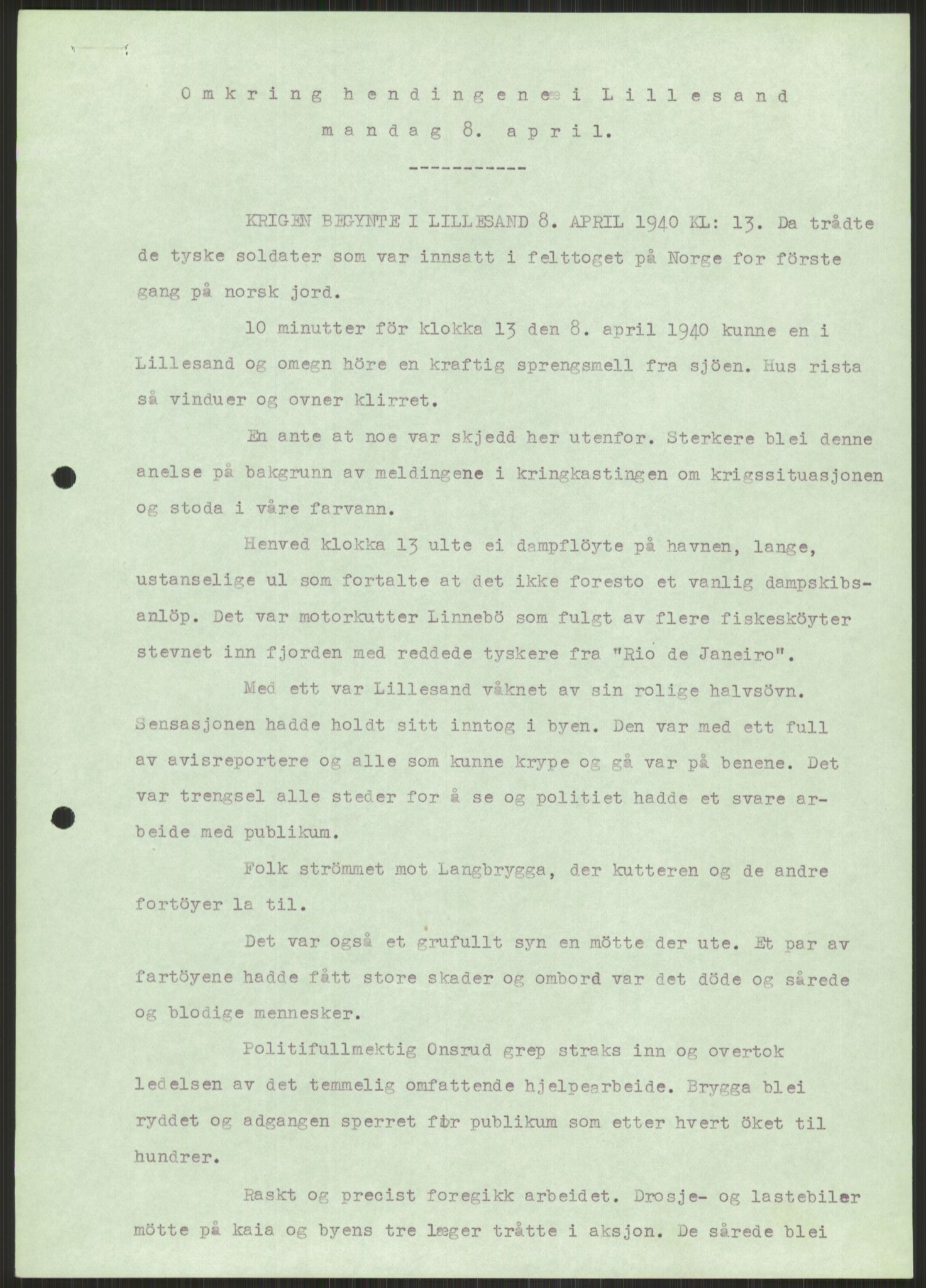 Forsvaret, Forsvarets krigshistoriske avdeling, AV/RA-RAFA-2017/Y/Ya/L0014: II-C-11-31 - Fylkesmenn.  Rapporter om krigsbegivenhetene 1940., 1940, p. 769