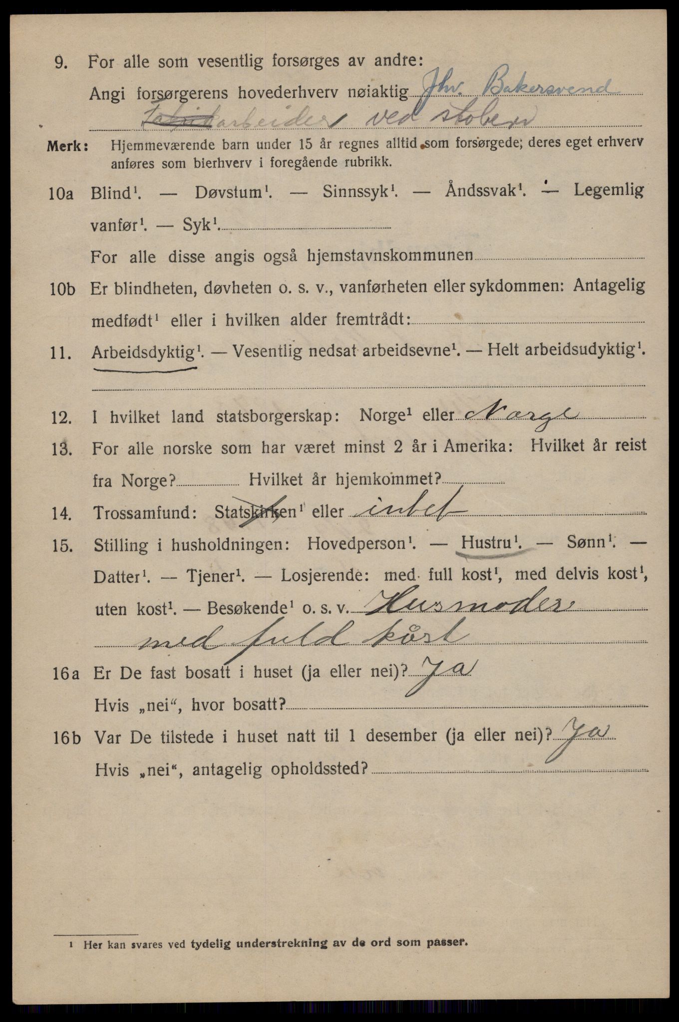 SAT, 1920 census for Trondheim, 1920, p. 143081