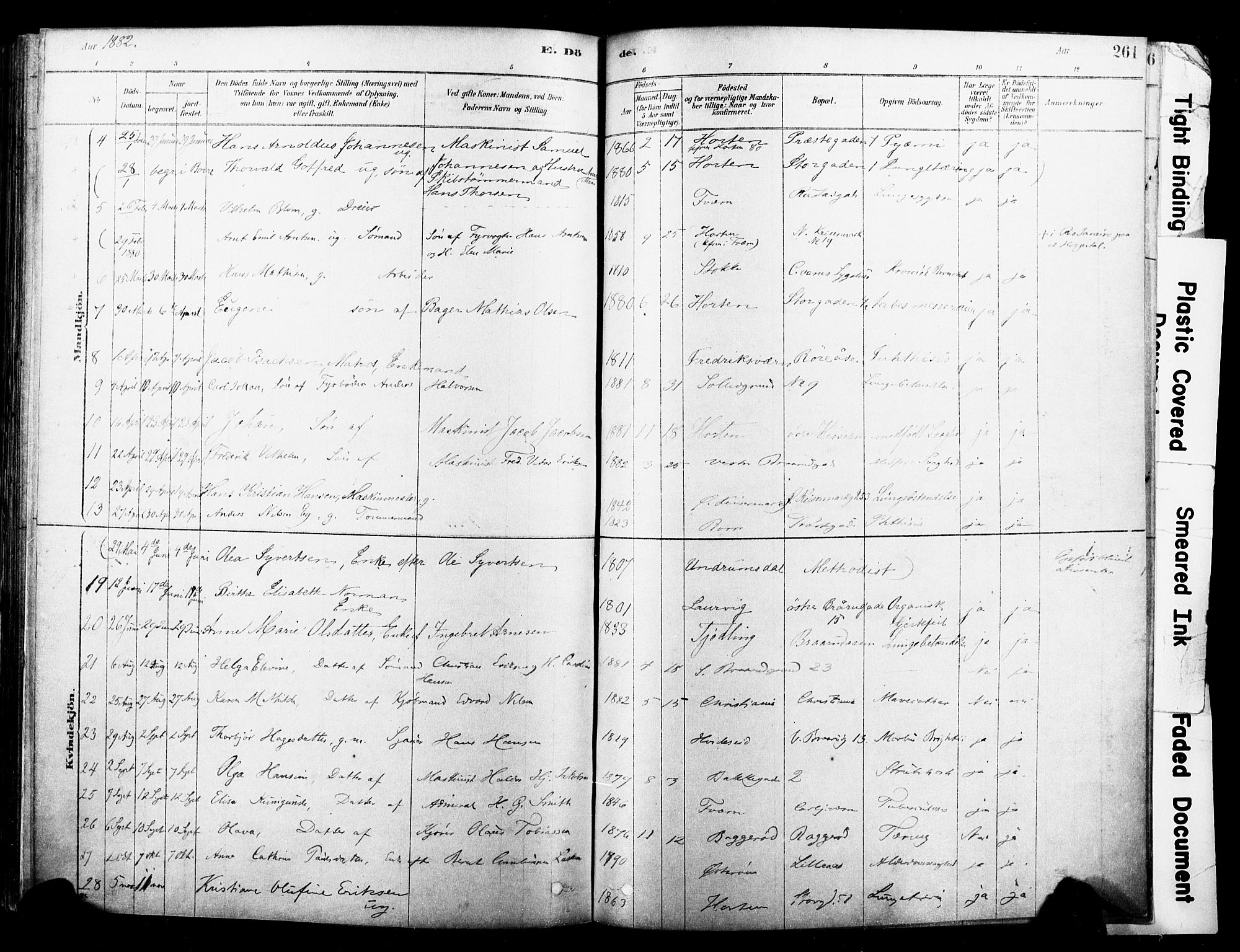 Horten kirkebøker, SAKO/A-348/F/Fa/L0003: Parish register (official) no. 3, 1878-1887, p. 261