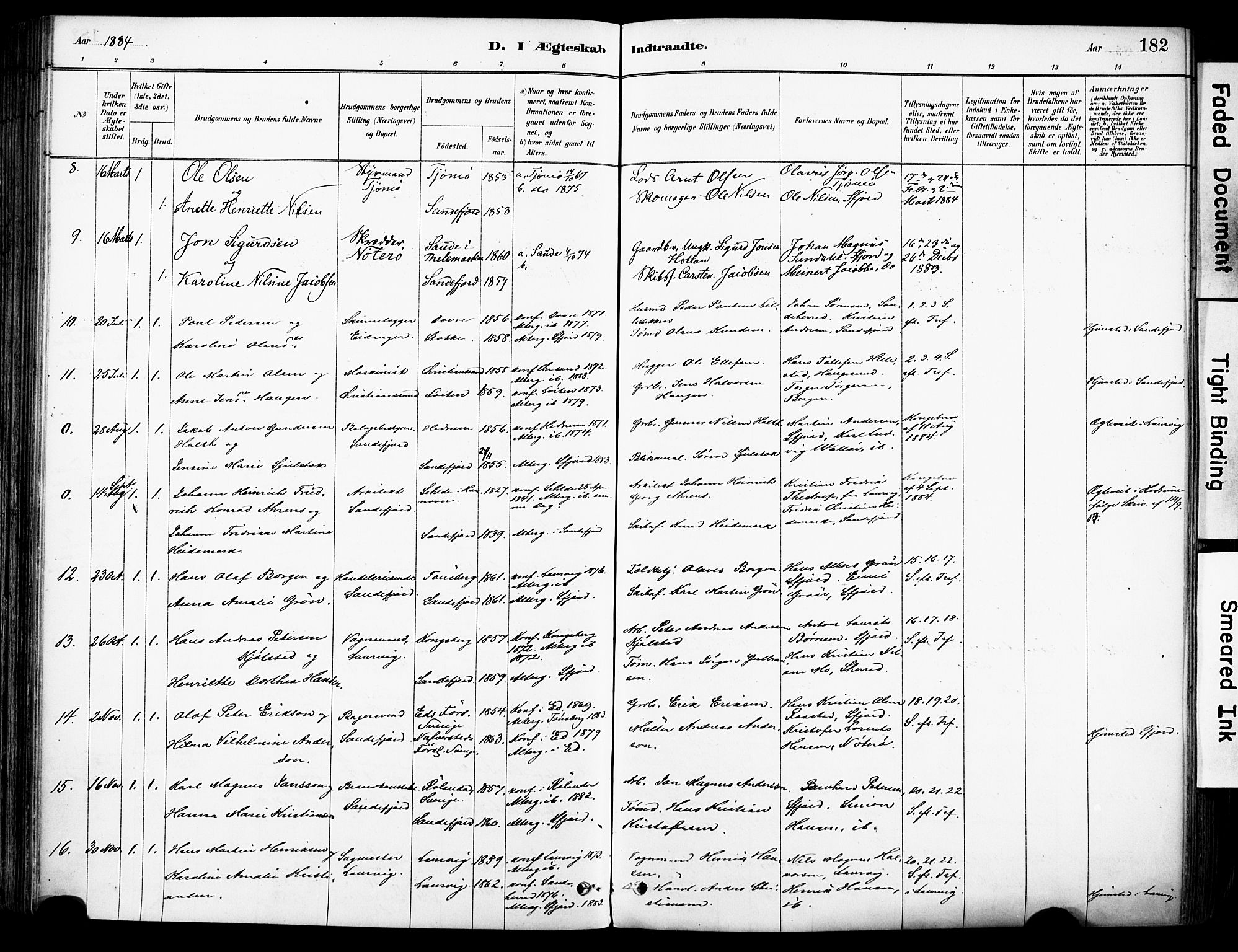 Sandefjord kirkebøker, AV/SAKO-A-315/F/Fa/L0002: Parish register (official) no. 2, 1880-1894, p. 182