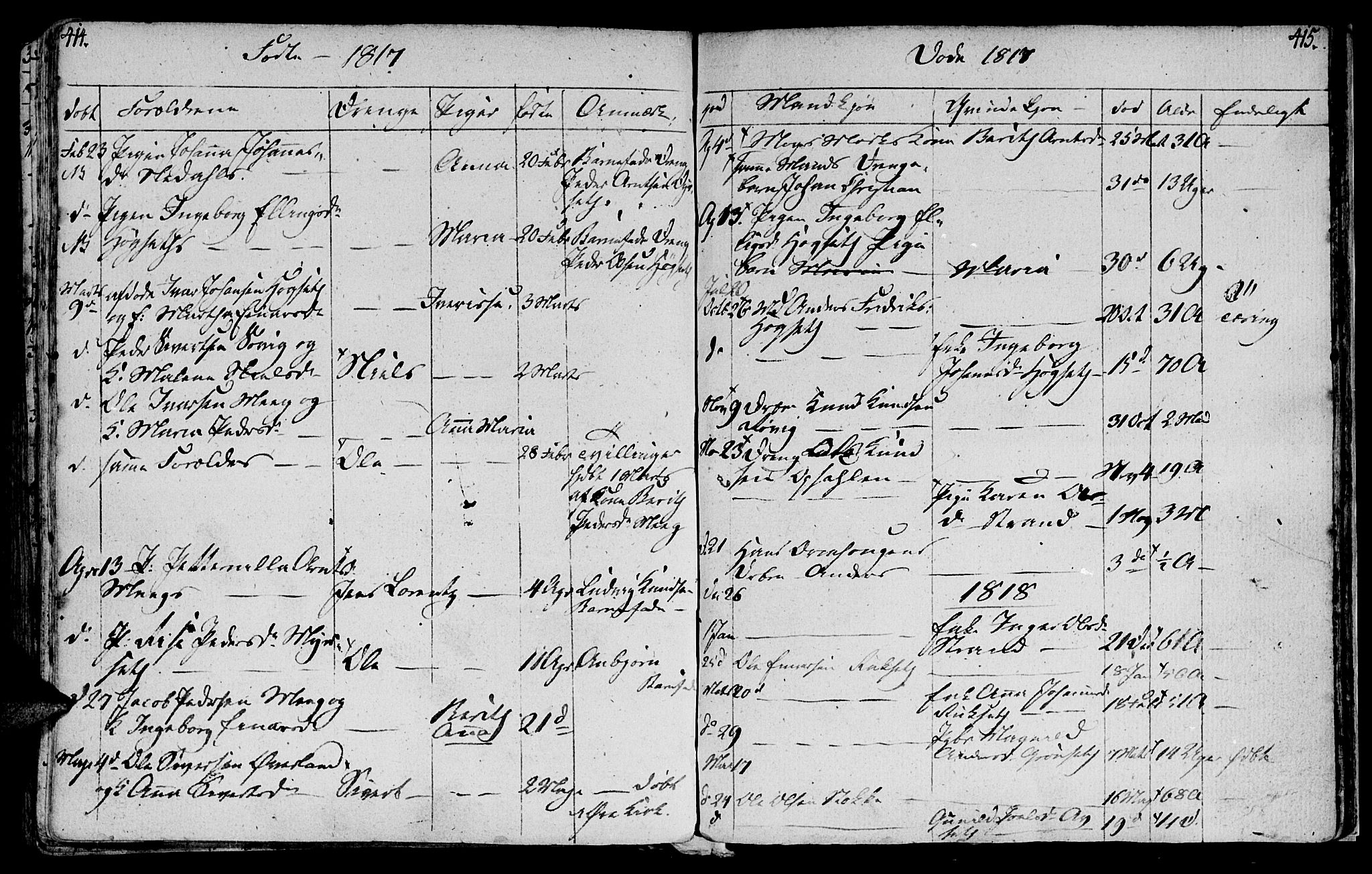 Ministerialprotokoller, klokkerbøker og fødselsregistre - Møre og Romsdal, AV/SAT-A-1454/568/L0799: Parish register (official) no. 568A08, 1780-1819, p. 414-415