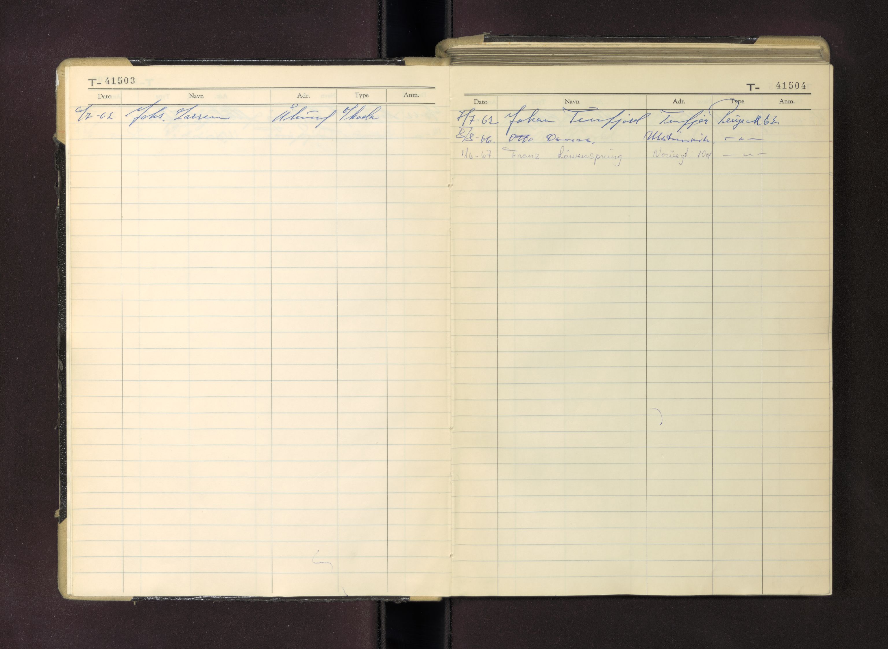 Møre og Romsdal vegkontor - Ålesund trafikkstasjon, AV/SAT-A-4099/F/Fc/L0036: Bilregister; T 41500 - T 41999, 1960-1970