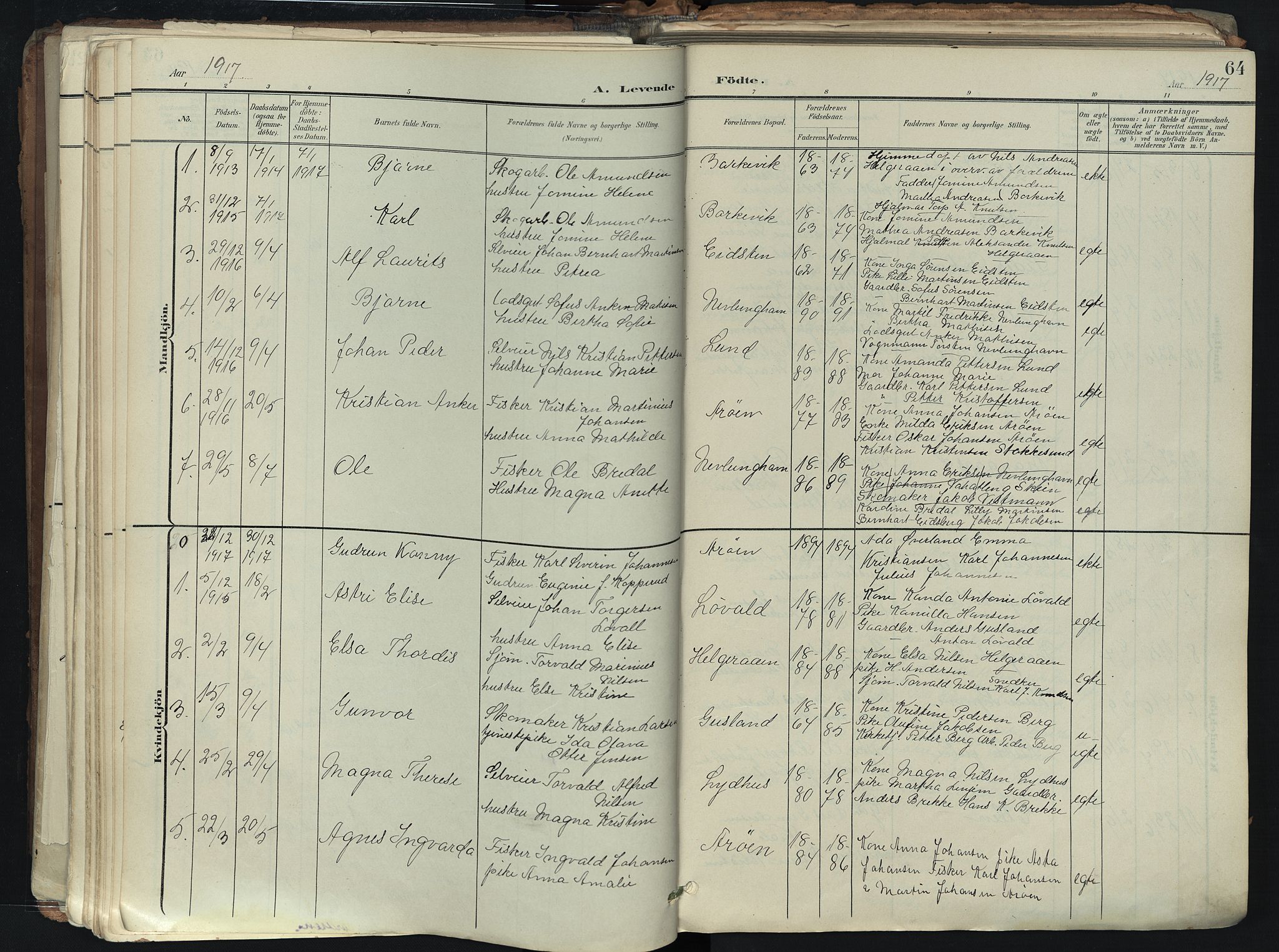 Brunlanes kirkebøker, SAKO/A-342/F/Fb/L0003: Parish register (official) no. II 3, 1900-1922, p. 64
