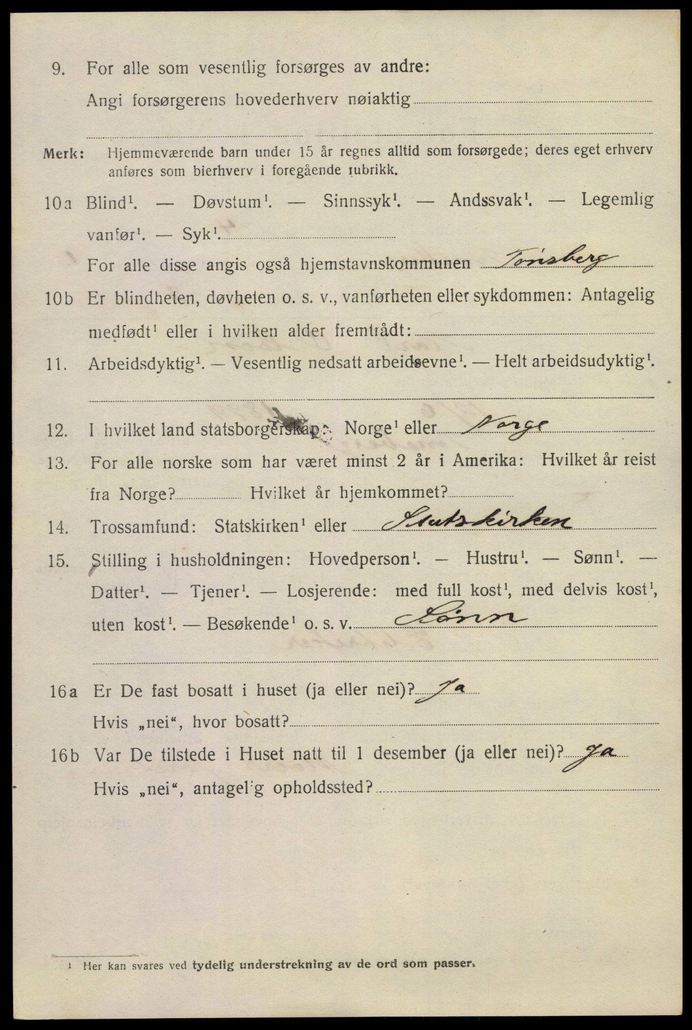 SAKO, 1920 census for Tønsberg, 1920, p. 9850