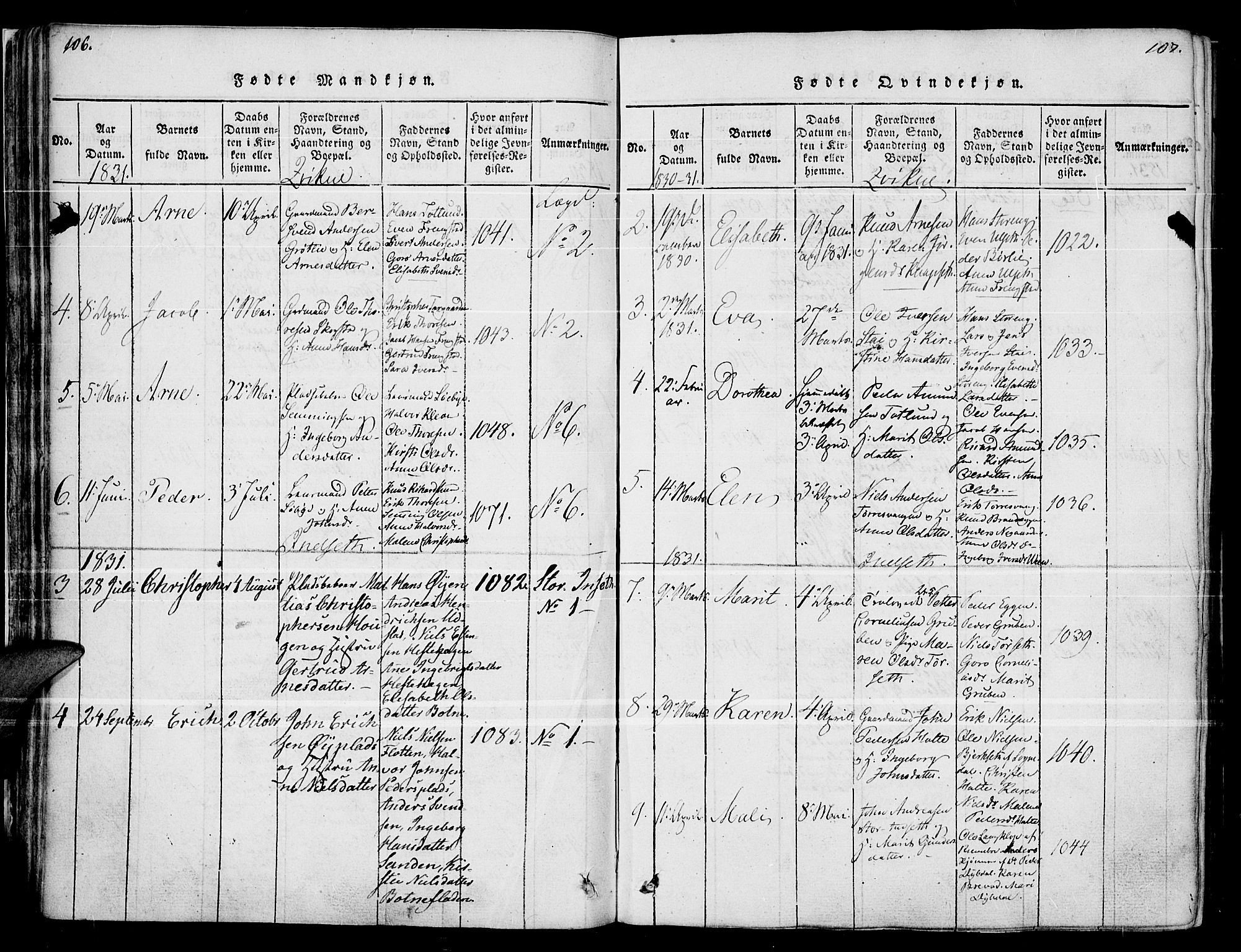 Kvikne prestekontor, SAH/PREST-064/H/Ha/Haa/L0004: Parish register (official) no. 4, 1815-1840, p. 106-107