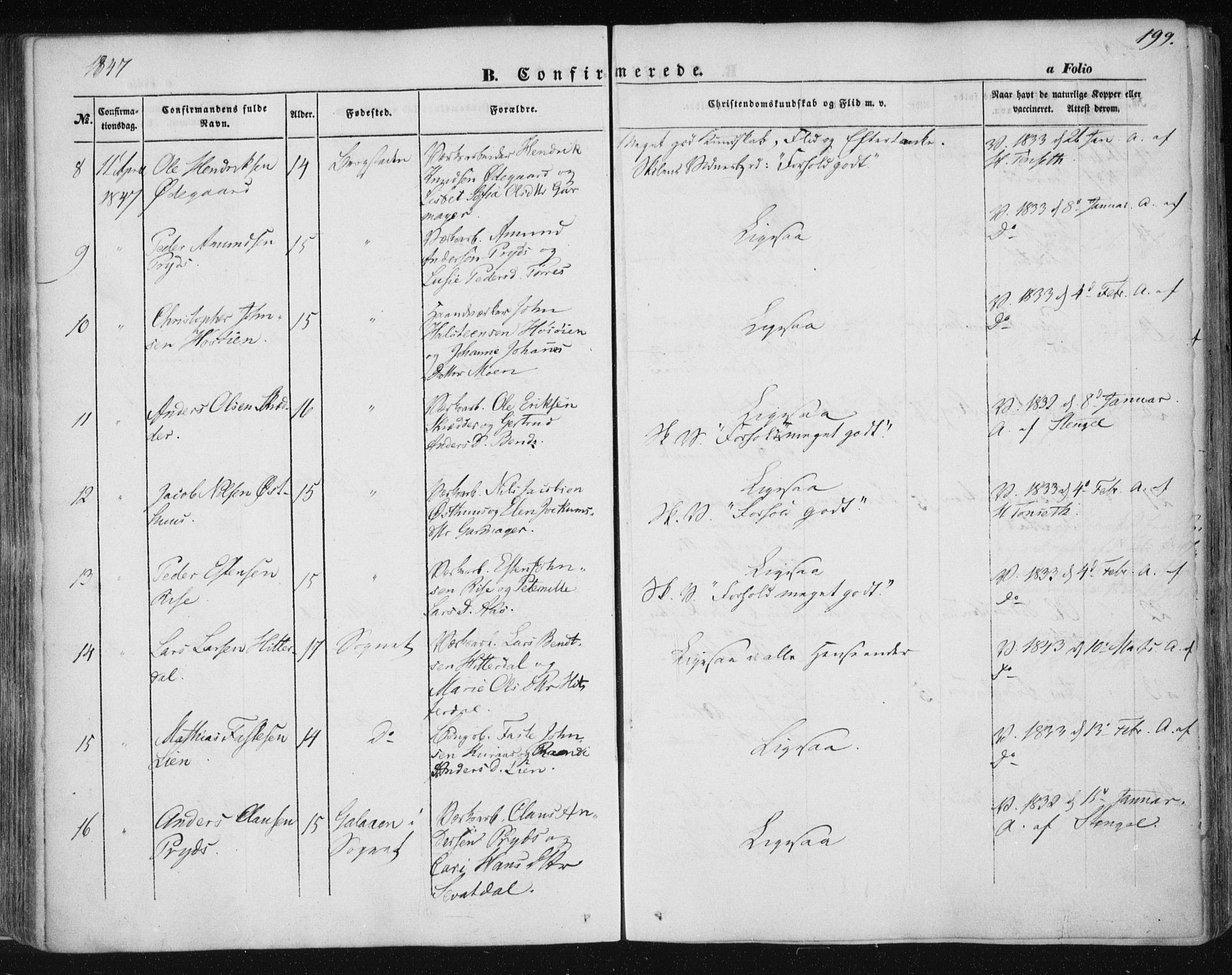 Ministerialprotokoller, klokkerbøker og fødselsregistre - Sør-Trøndelag, SAT/A-1456/681/L0931: Parish register (official) no. 681A09, 1845-1859, p. 199