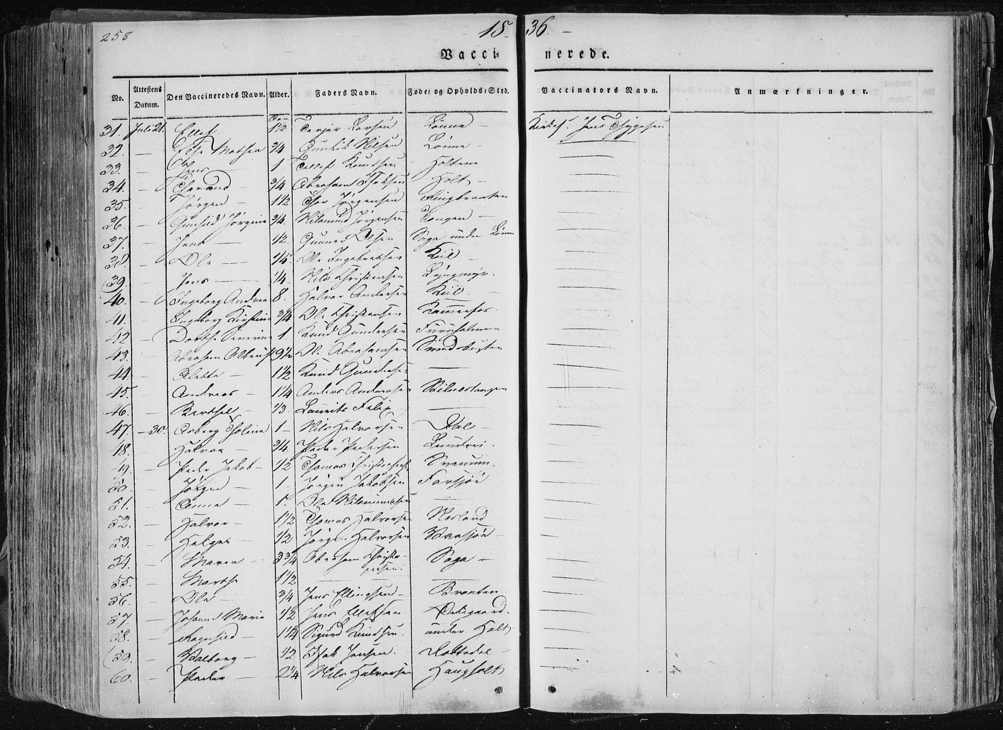 Sannidal kirkebøker, AV/SAKO-A-296/F/Fa/L0007: Parish register (official) no. 7, 1831-1854, p. 258