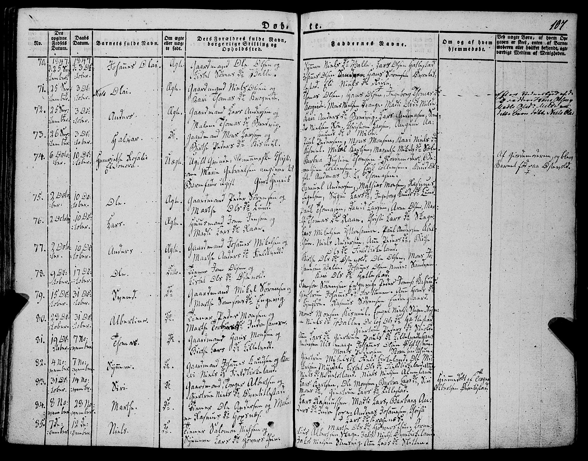 Fana Sokneprestembete, AV/SAB-A-75101/H/Haa/Haaa/L0008: Parish register (official) no. A 8, 1829-1851, p. 107