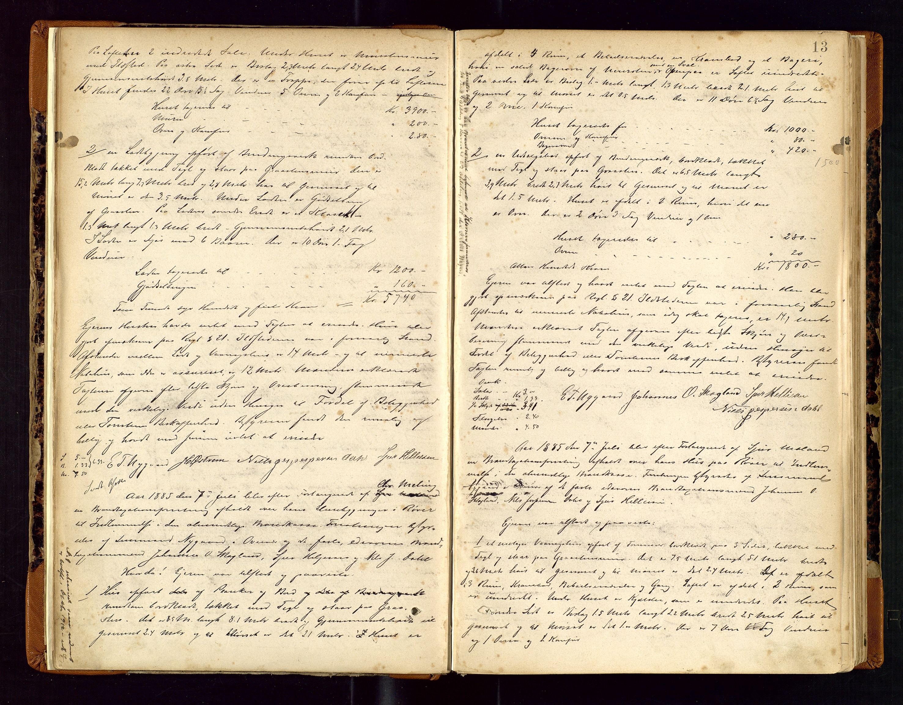 Torvestad lensmannskontor, AV/SAST-A-100307/1/Goa/L0002: "Brandtaxationsprotokol for Torvestad Thinglag", 1883-1917, p. 12b-13a