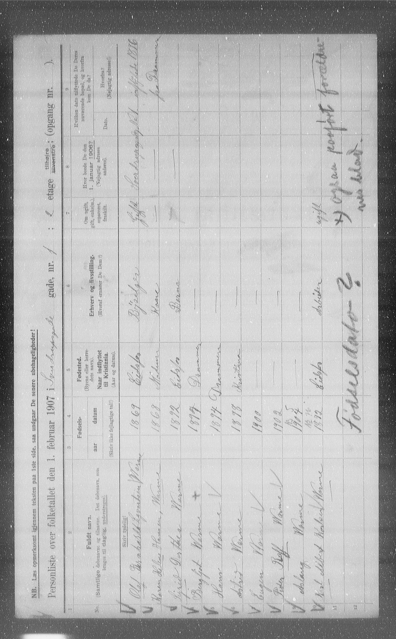 OBA, Municipal Census 1907 for Kristiania, 1907, p. 53389