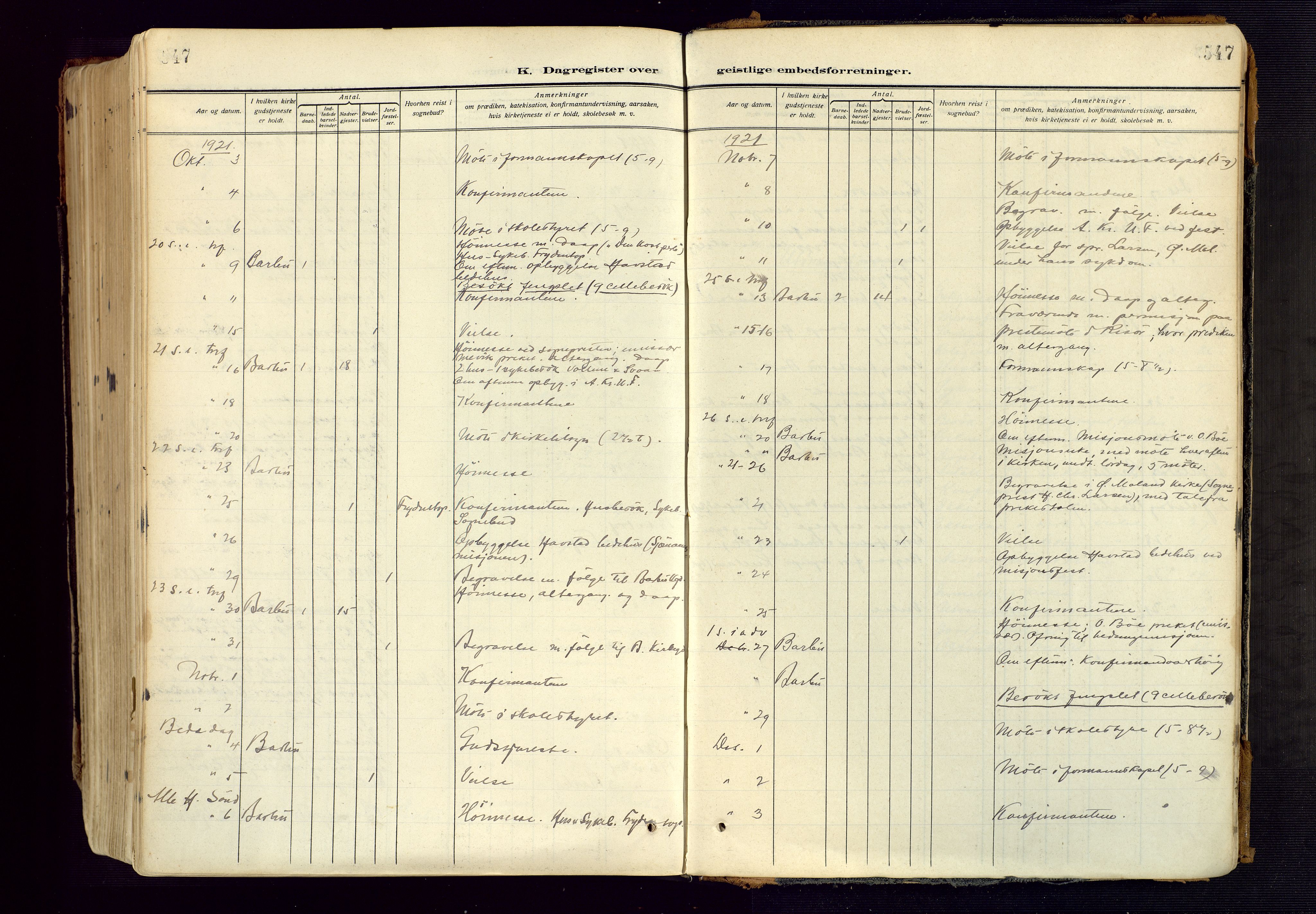 Barbu sokneprestkontor, AV/SAK-1111-0003/F/Fa/L0006: Parish register (official) no. A 6, 1910-1929, p. 547