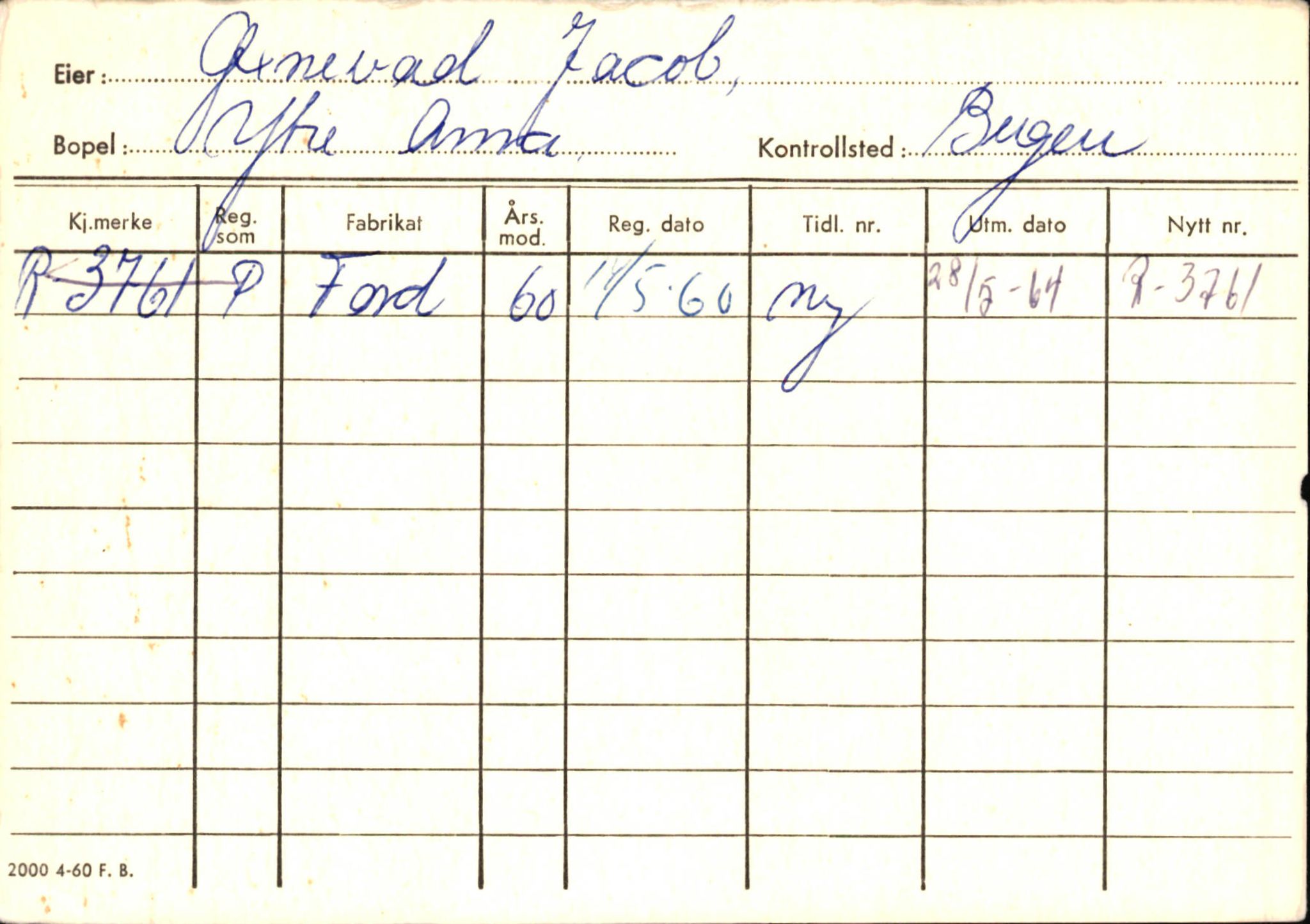 Statens vegvesen, Hordaland vegkontor, AV/SAB-A-5201/2/Ha/L0062: R-eierkort Ø-Å, 1920-1971, p. 3