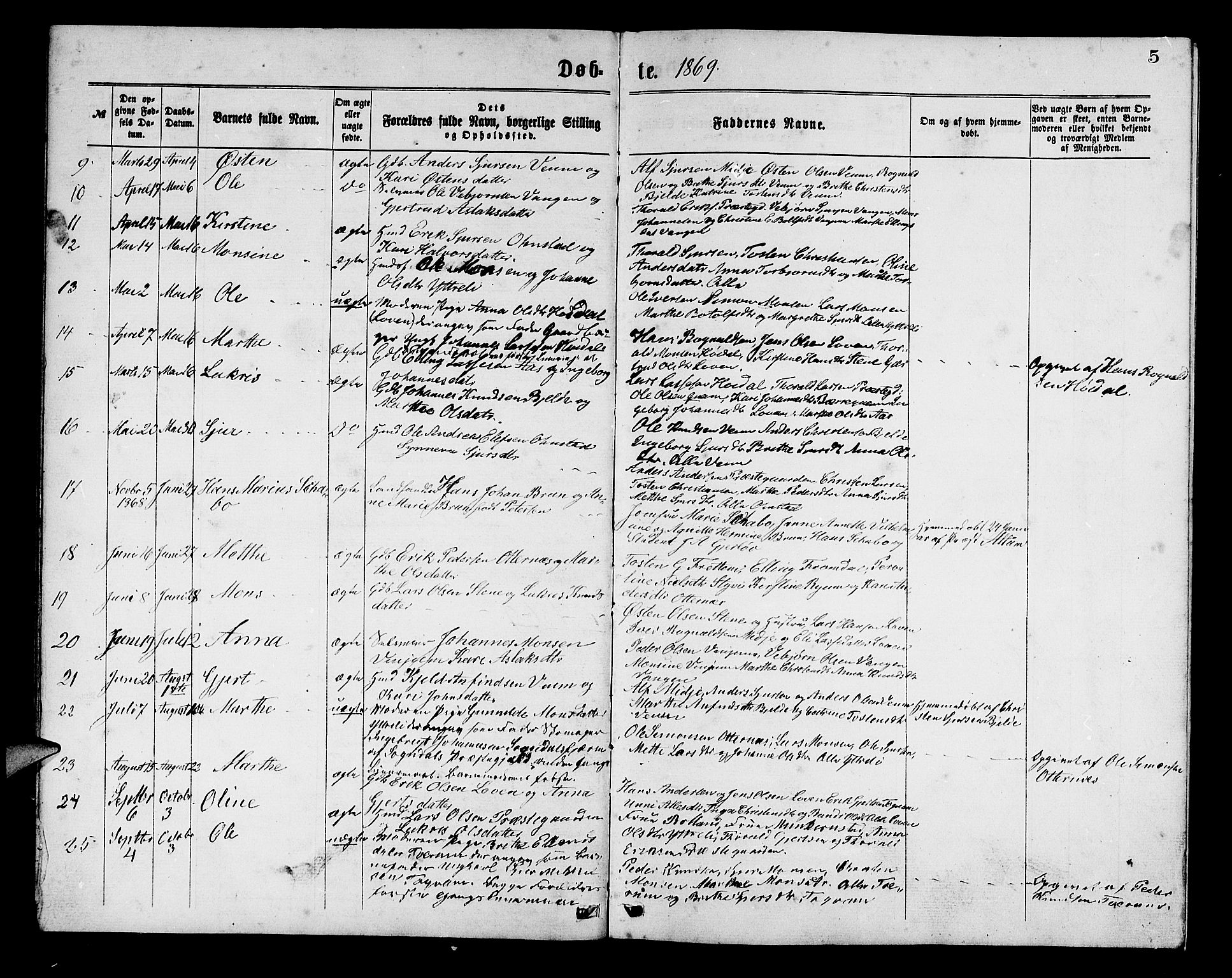 Aurland sokneprestembete, SAB/A-99937/H/Hb/Hba/L0001: Parish register (copy) no. A 1, 1868-1881, p. 4