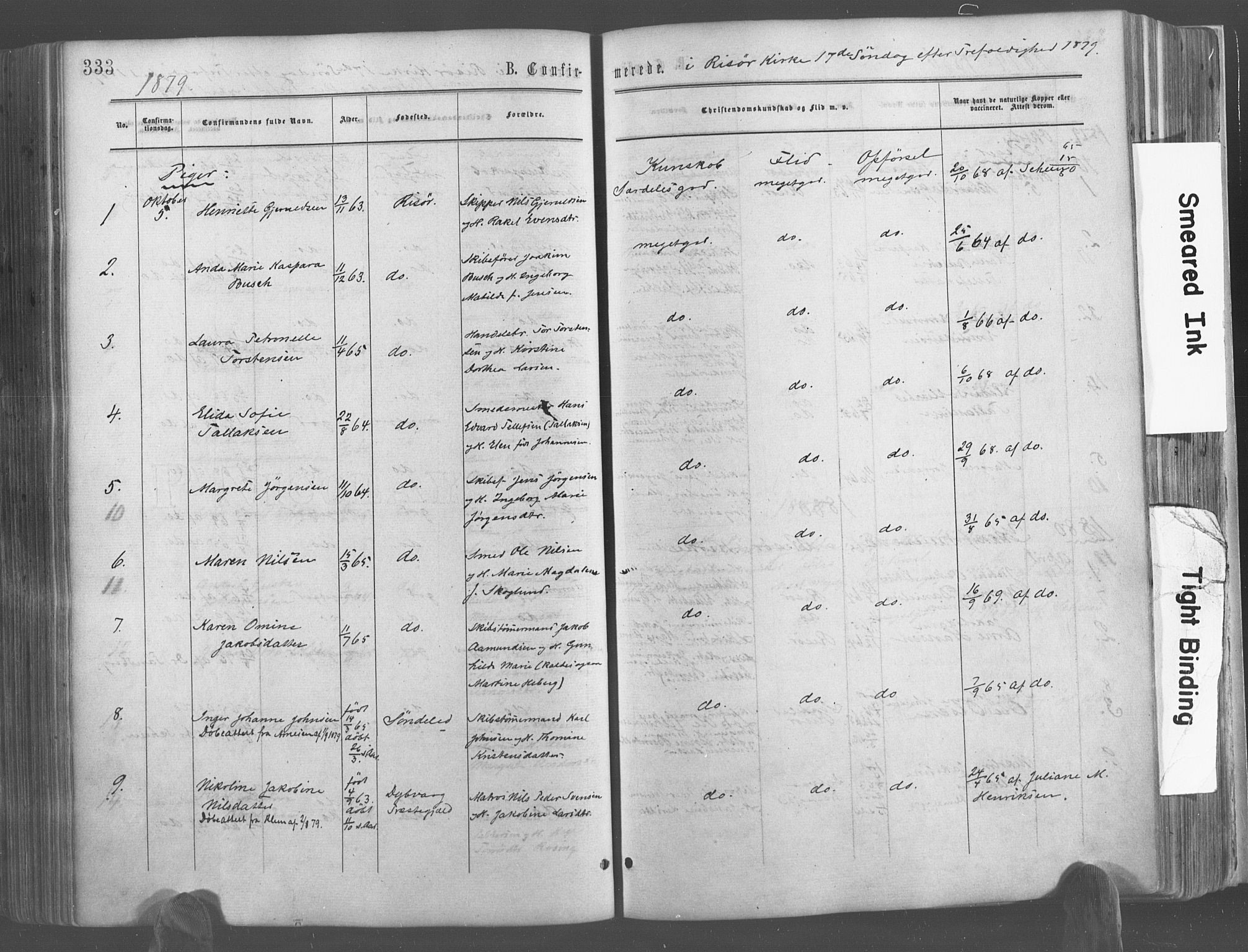 Risør sokneprestkontor, AV/SAK-1111-0035/F/Fa/L0004: Parish register (official) no. A 4, 1865-1882, p. 333