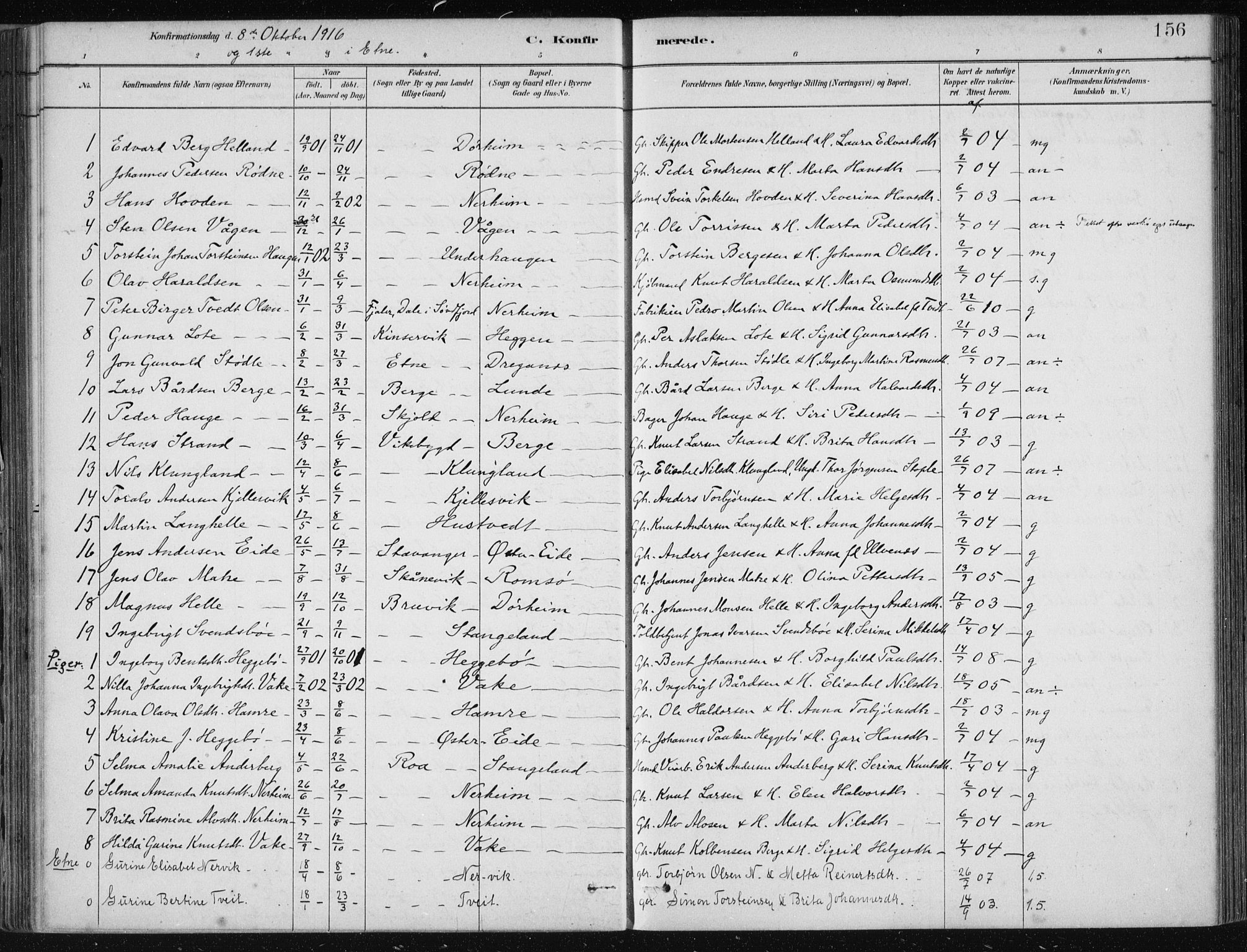 Fjelberg sokneprestembete, AV/SAB-A-75201/H/Haa: Parish register (official) no. D 1, 1879-1918, p. 156