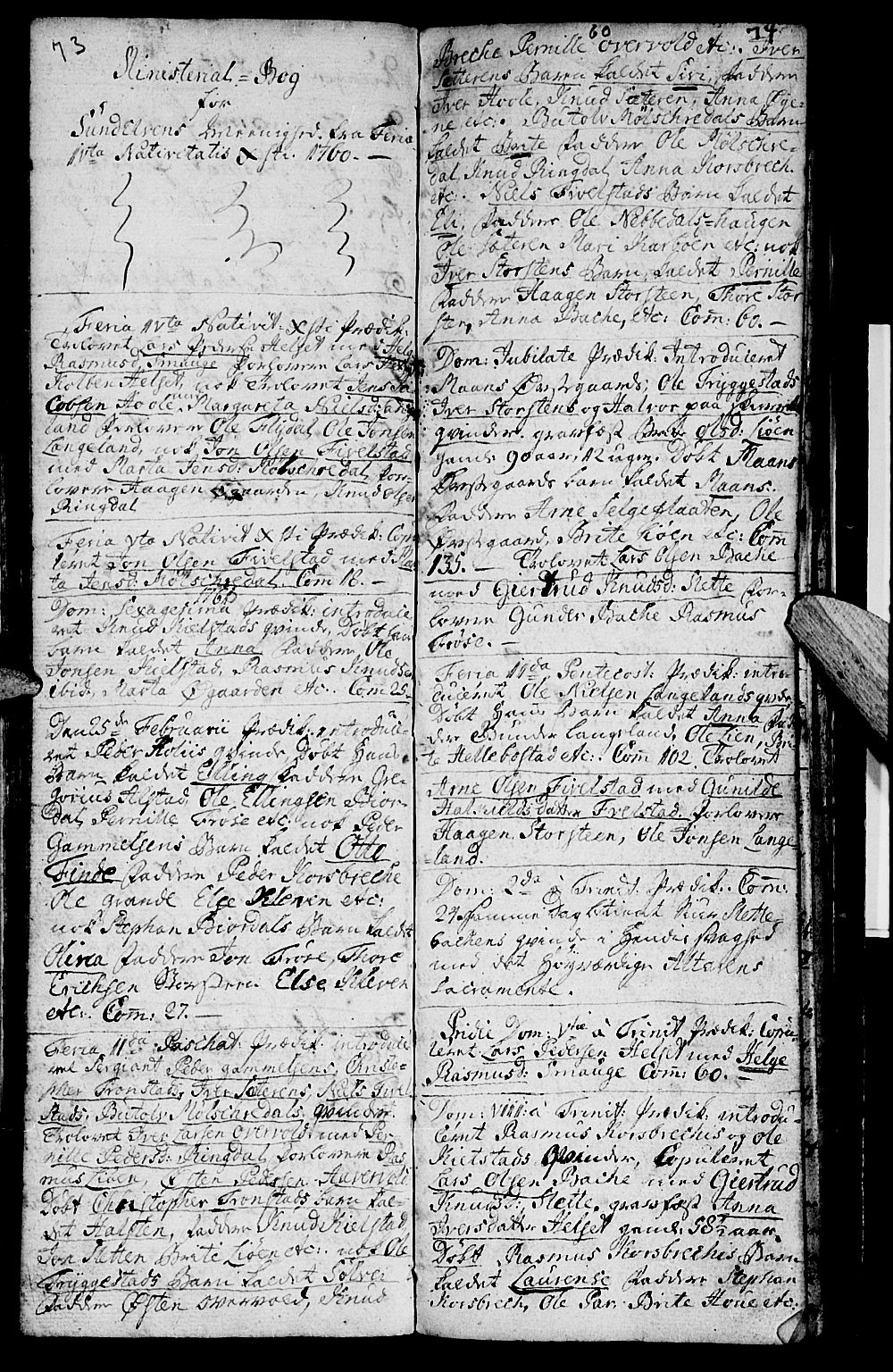 Ministerialprotokoller, klokkerbøker og fødselsregistre - Møre og Romsdal, SAT/A-1454/519/L0243: Parish register (official) no. 519A02, 1760-1770, p. 73-74