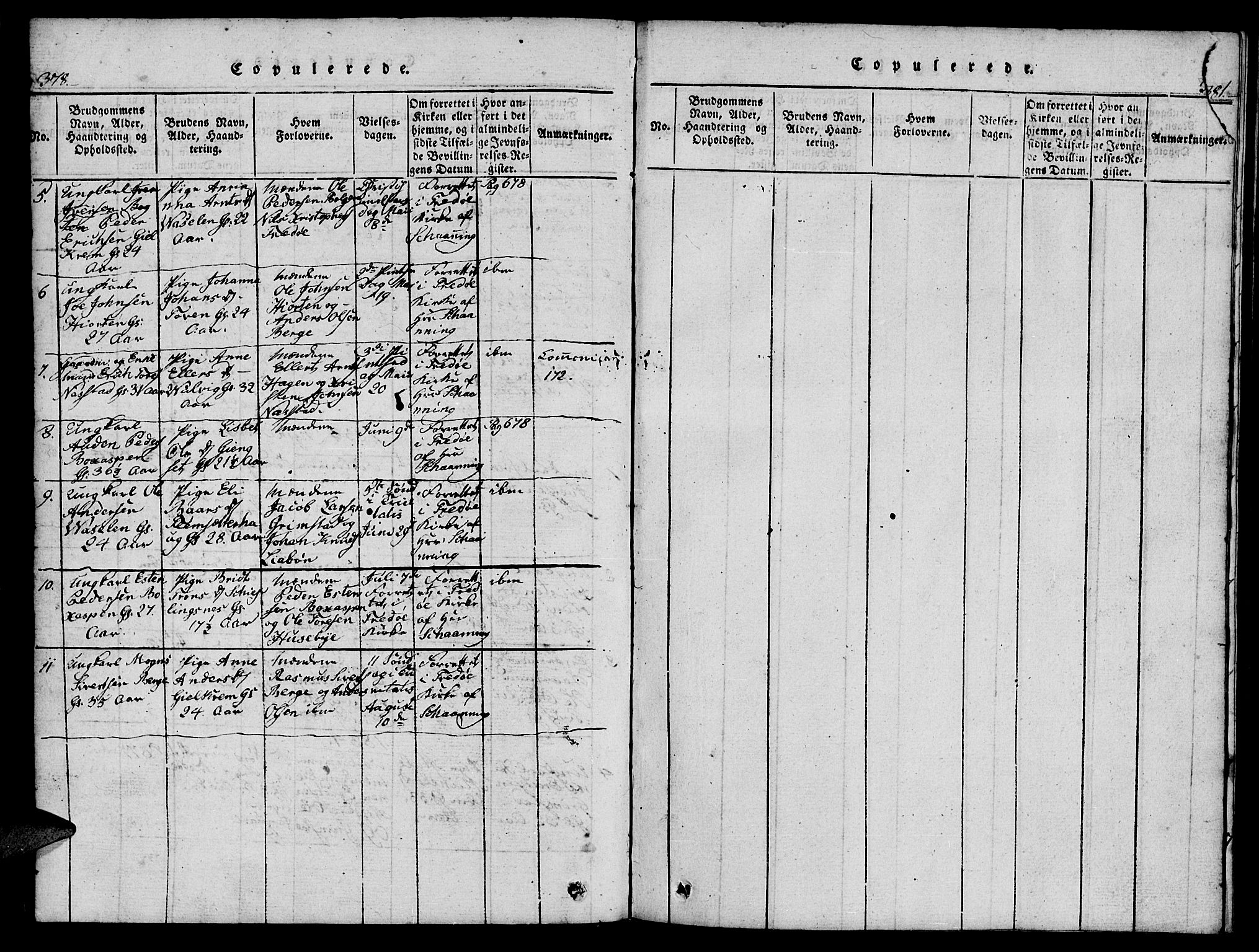 Ministerialprotokoller, klokkerbøker og fødselsregistre - Møre og Romsdal, AV/SAT-A-1454/573/L0873: Parish register (copy) no. 573C01, 1819-1834, p. 378-379