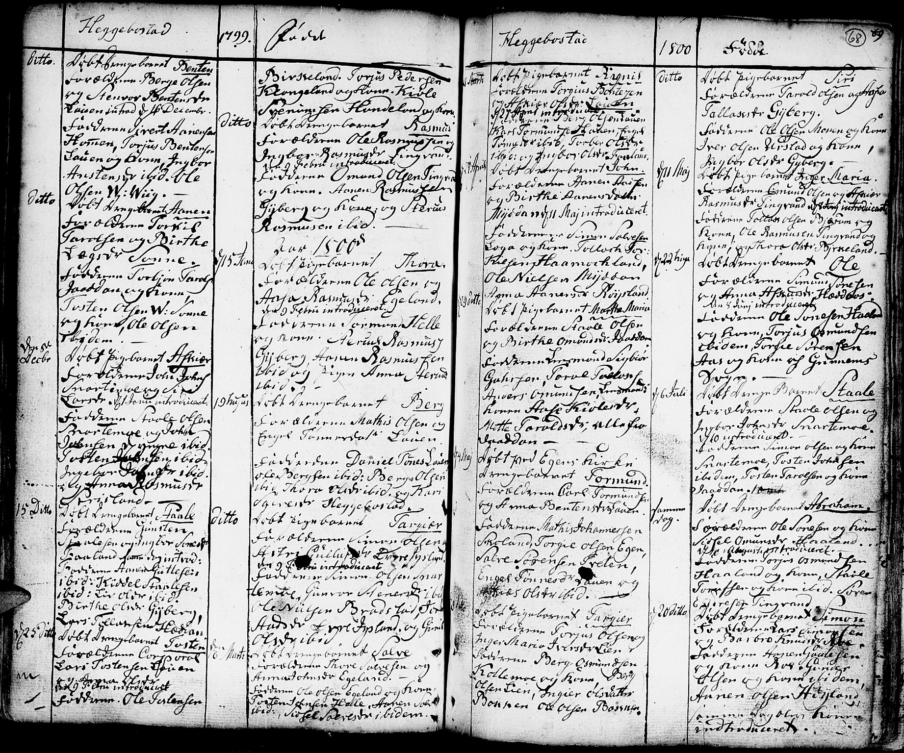Hægebostad sokneprestkontor, SAK/1111-0024/F/Fa/Faa/L0001: Parish register (official) no. A 1 /1, 1760-1820, p. 68