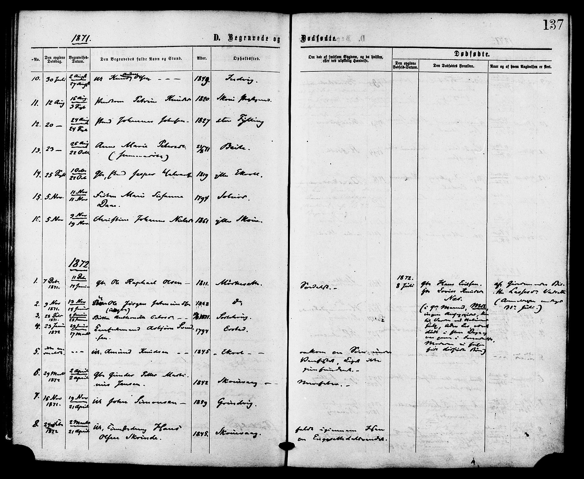 Ministerialprotokoller, klokkerbøker og fødselsregistre - Møre og Romsdal, AV/SAT-A-1454/524/L0355: Parish register (official) no. 524A07, 1864-1879, p. 137