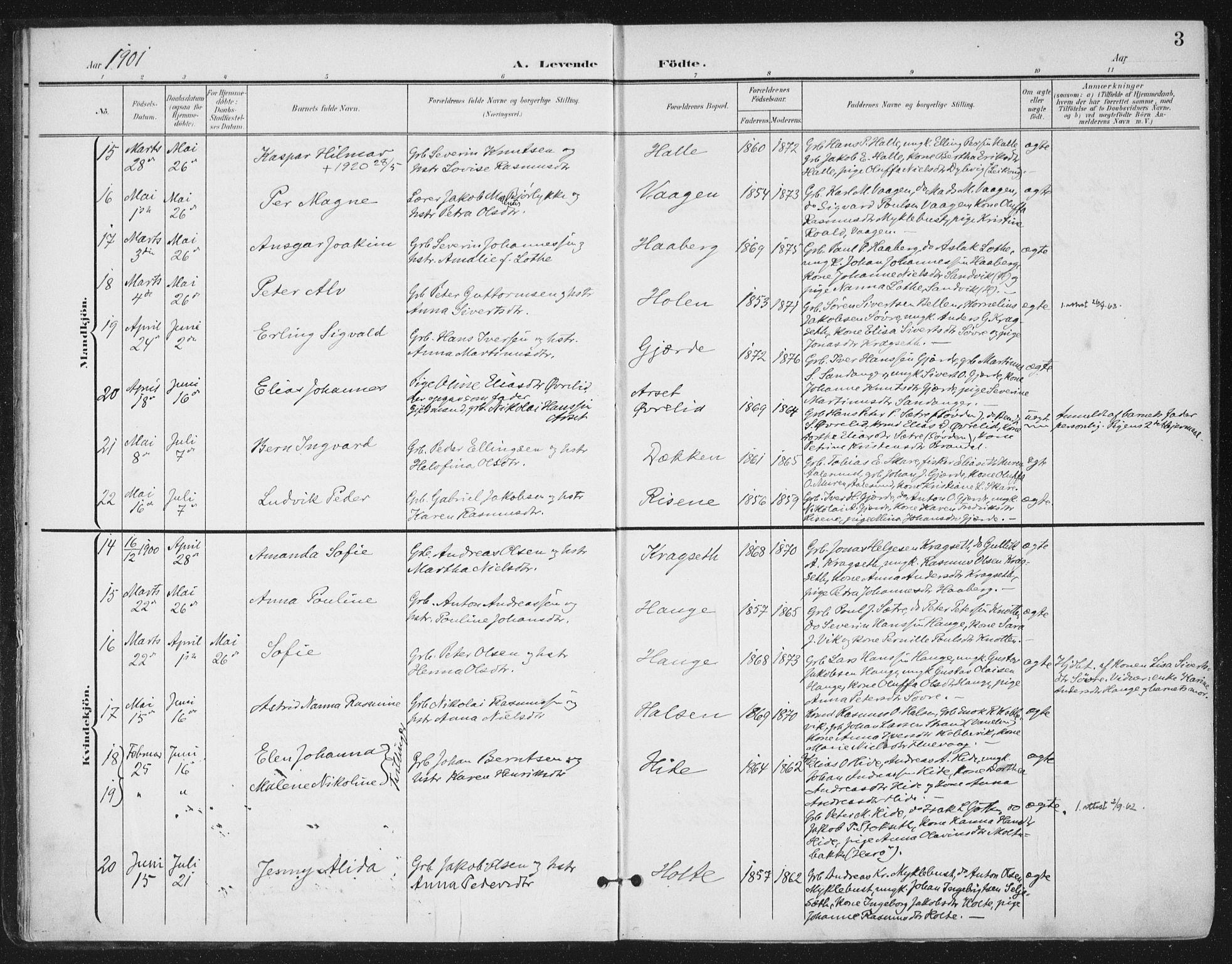 Ministerialprotokoller, klokkerbøker og fødselsregistre - Møre og Romsdal, AV/SAT-A-1454/503/L0038: Parish register (official) no. 503A06, 1901-1917, p. 3