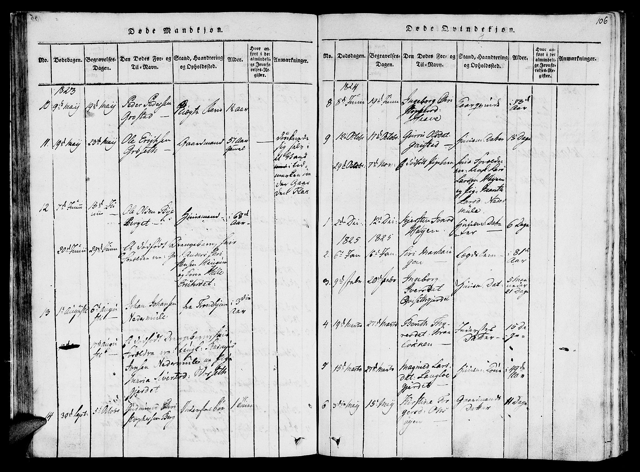 Ministerialprotokoller, klokkerbøker og fødselsregistre - Sør-Trøndelag, AV/SAT-A-1456/612/L0372: Parish register (official) no. 612A06 /1, 1816-1828, p. 106