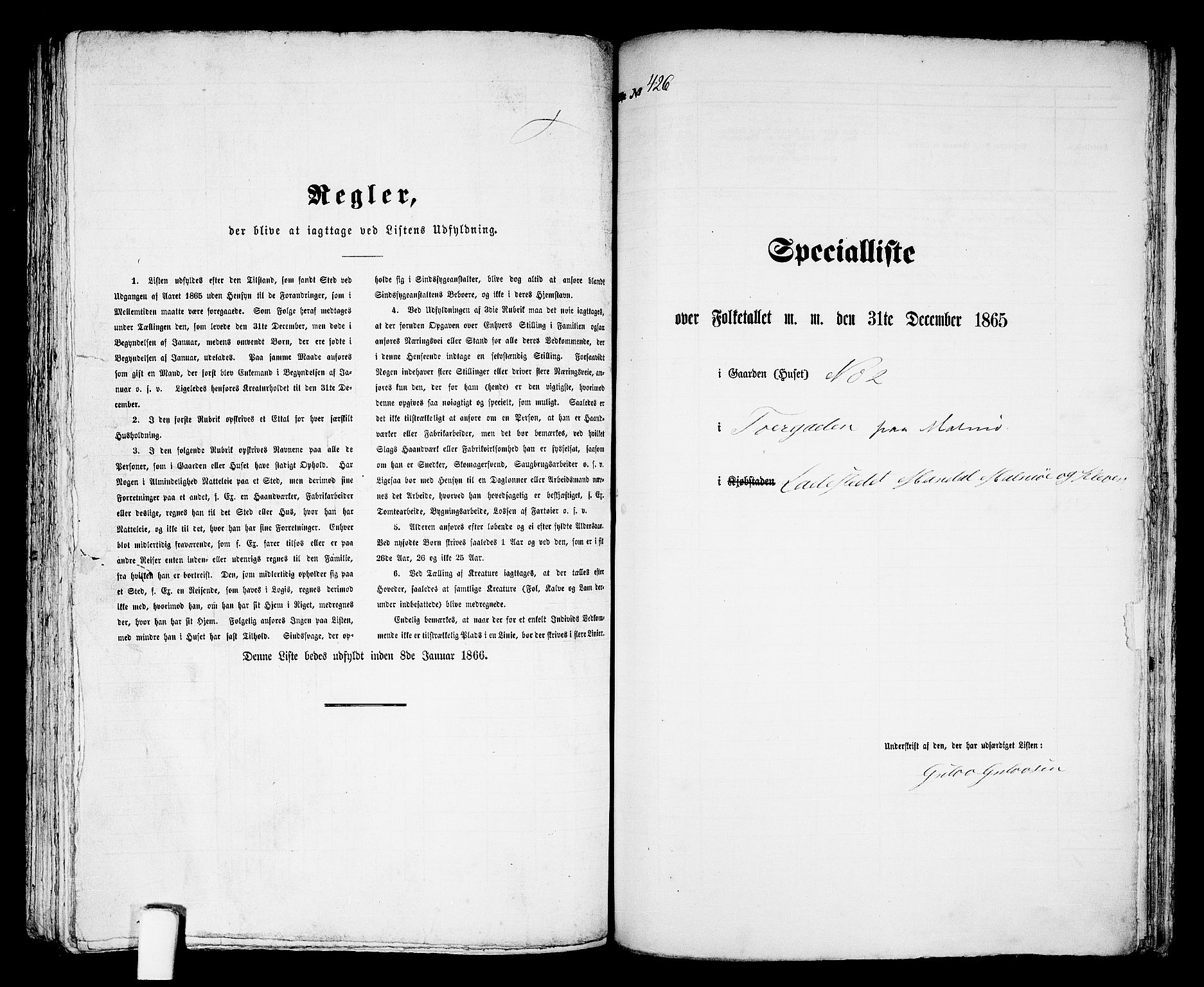 RA, 1865 census for Mandal/Mandal, 1865, p. 860