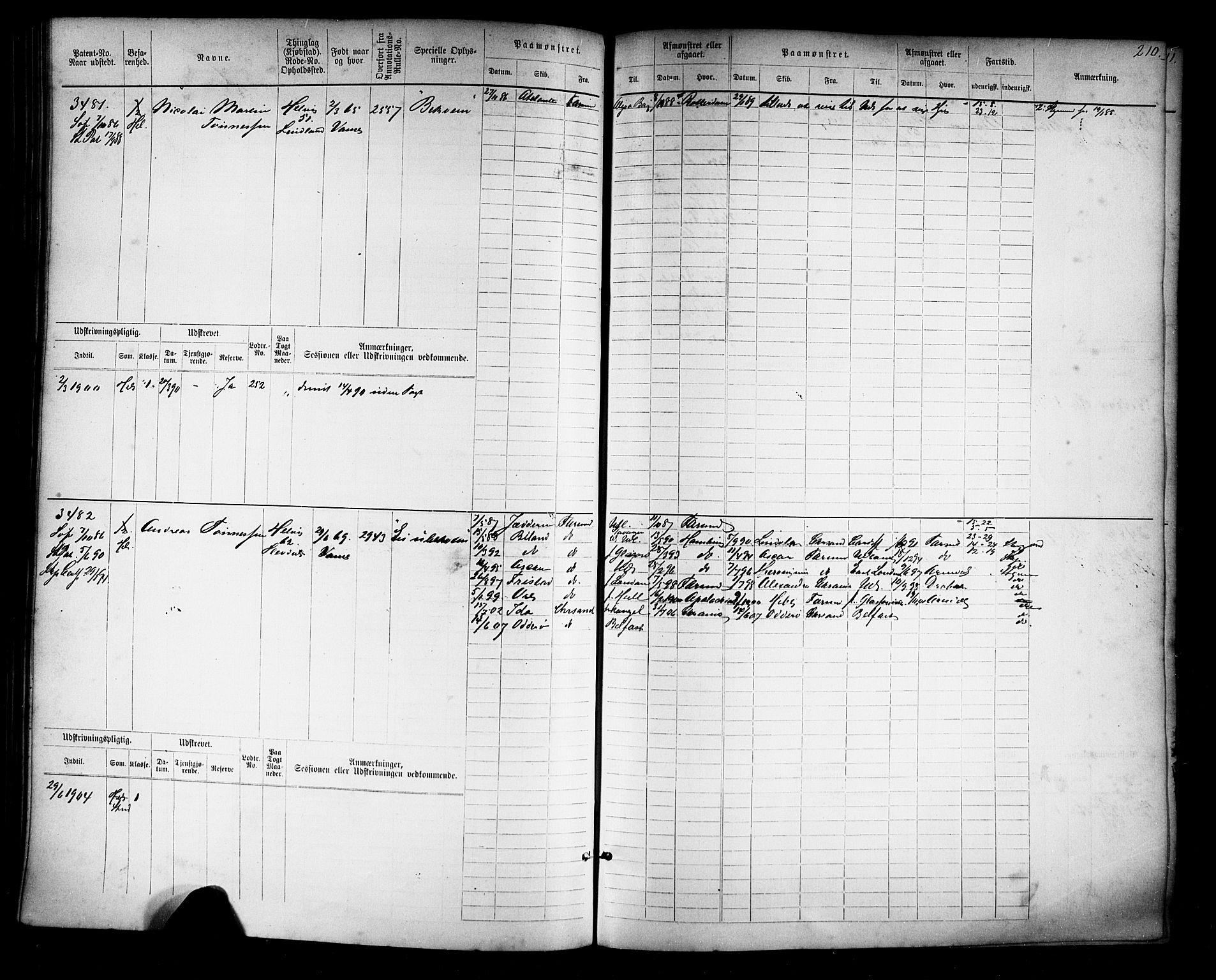 Farsund mønstringskrets, AV/SAK-2031-0017/F/Fb/L0019: Hovedrulle nr 3067-3832, Z-11, 1882-1922, p. 214